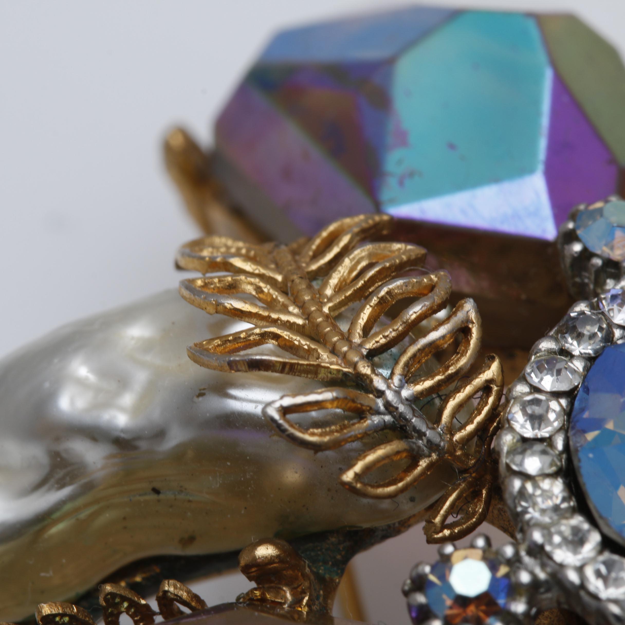 1950s HAR Large Aurora Borealis and Pearl Brooch