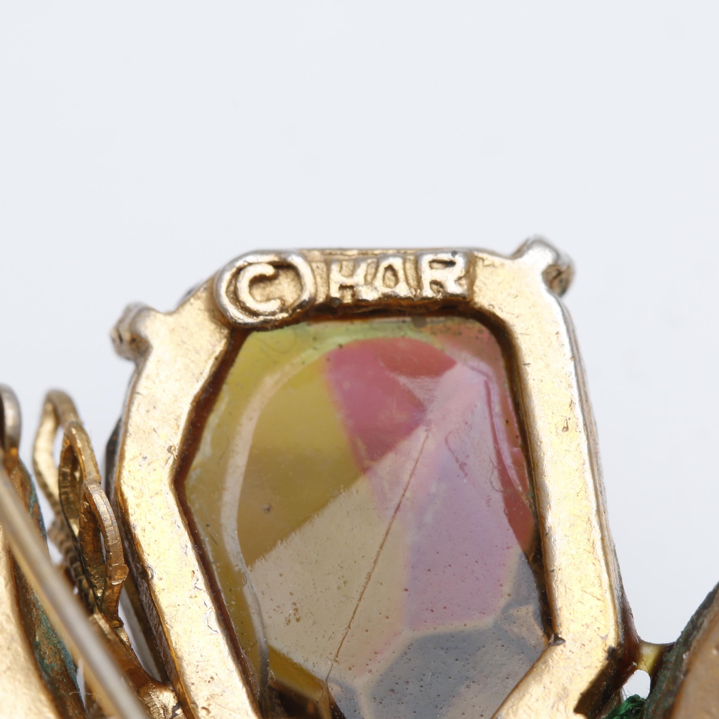 1950s HAR Large Aurora Borealis and Pearl Brooch