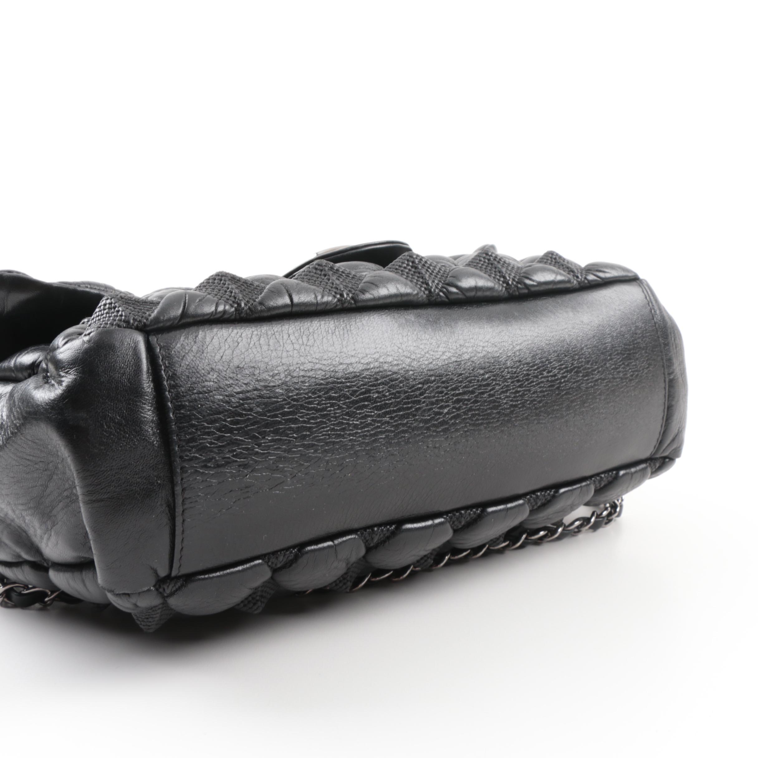 Circa 2008 Chanel Puffy Quilted Black Lambskin Flap Handbag