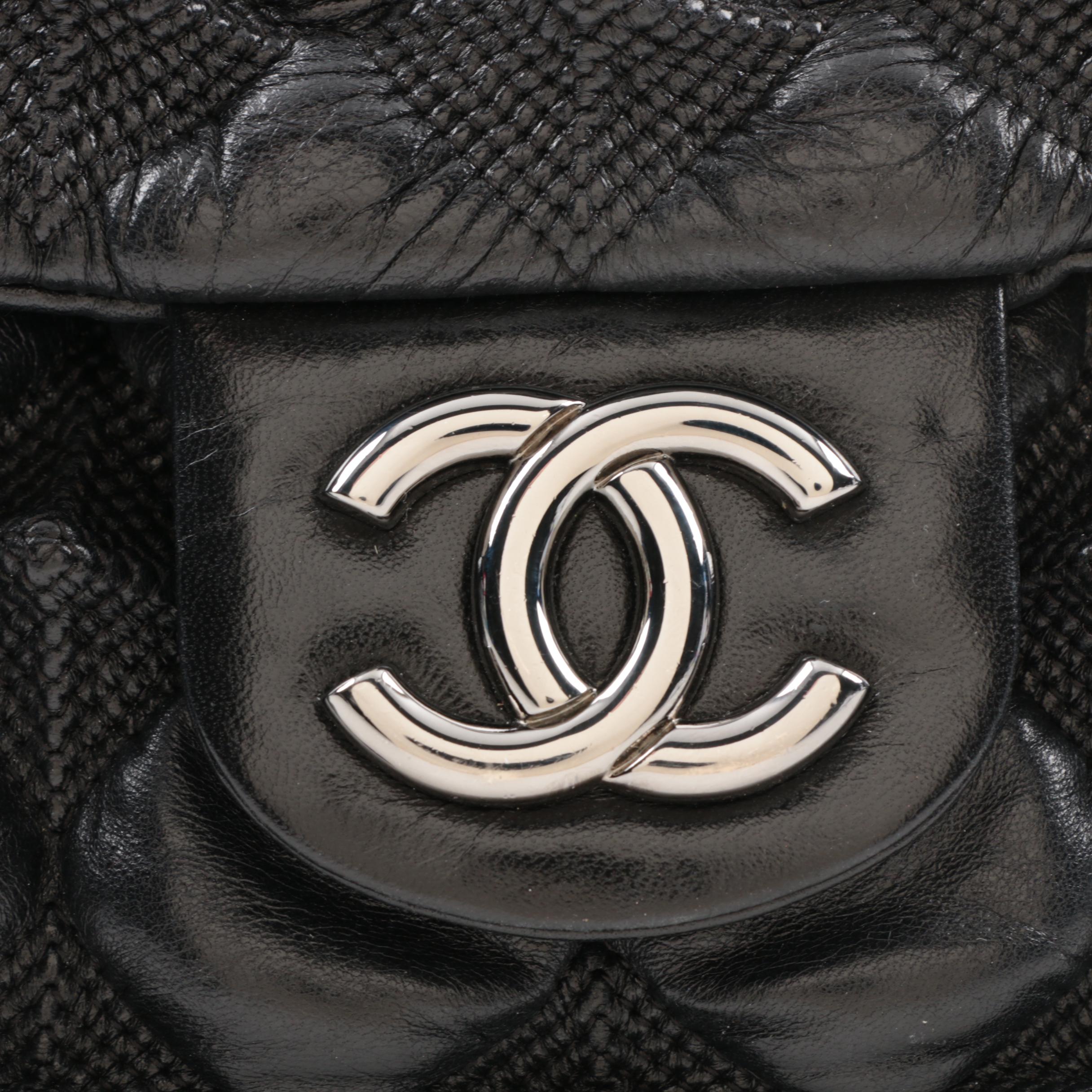 Circa 2008 Chanel Puffy Quilted Black Lambskin Flap Handbag