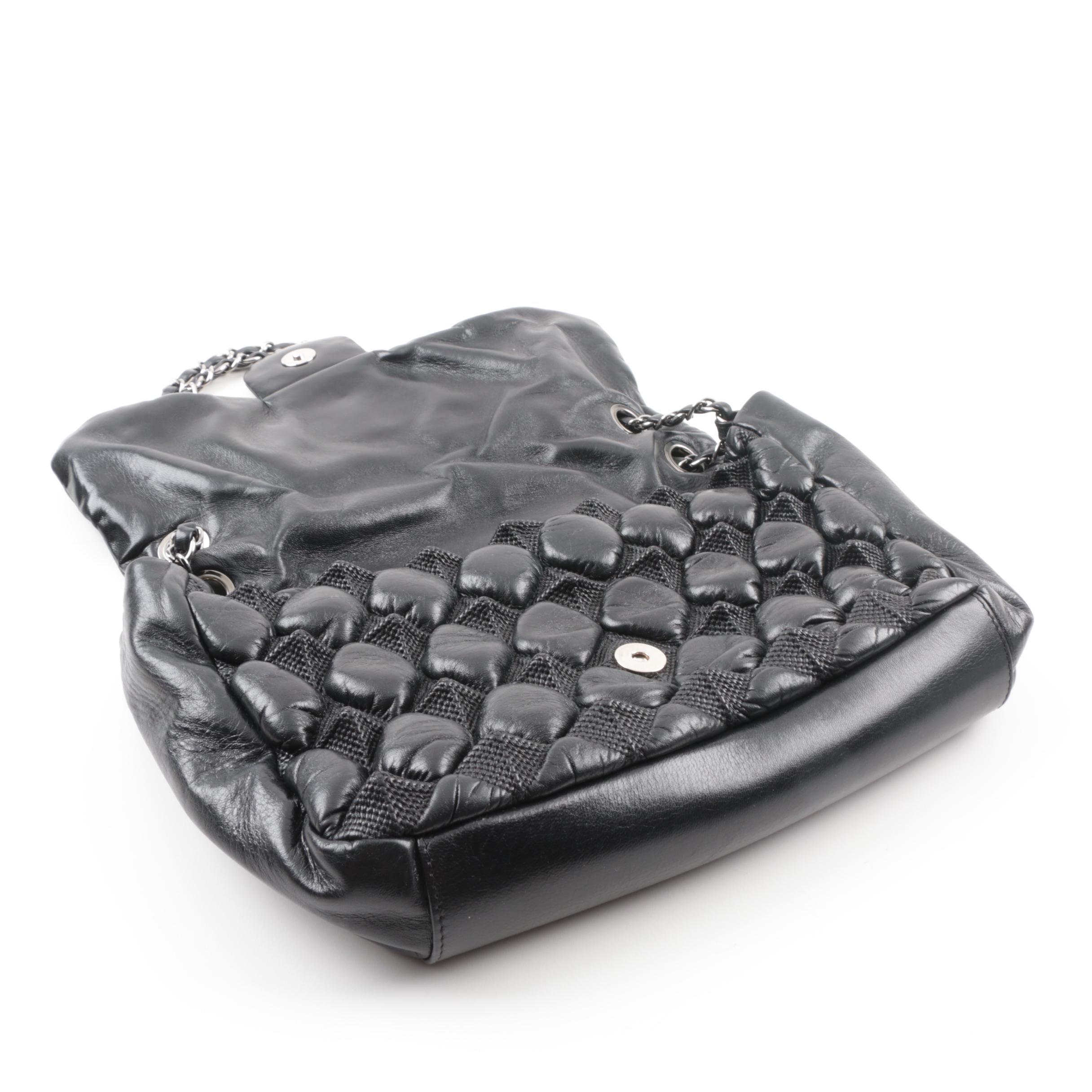 Circa 2008 Chanel Puffy Quilted Black Lambskin Flap Handbag