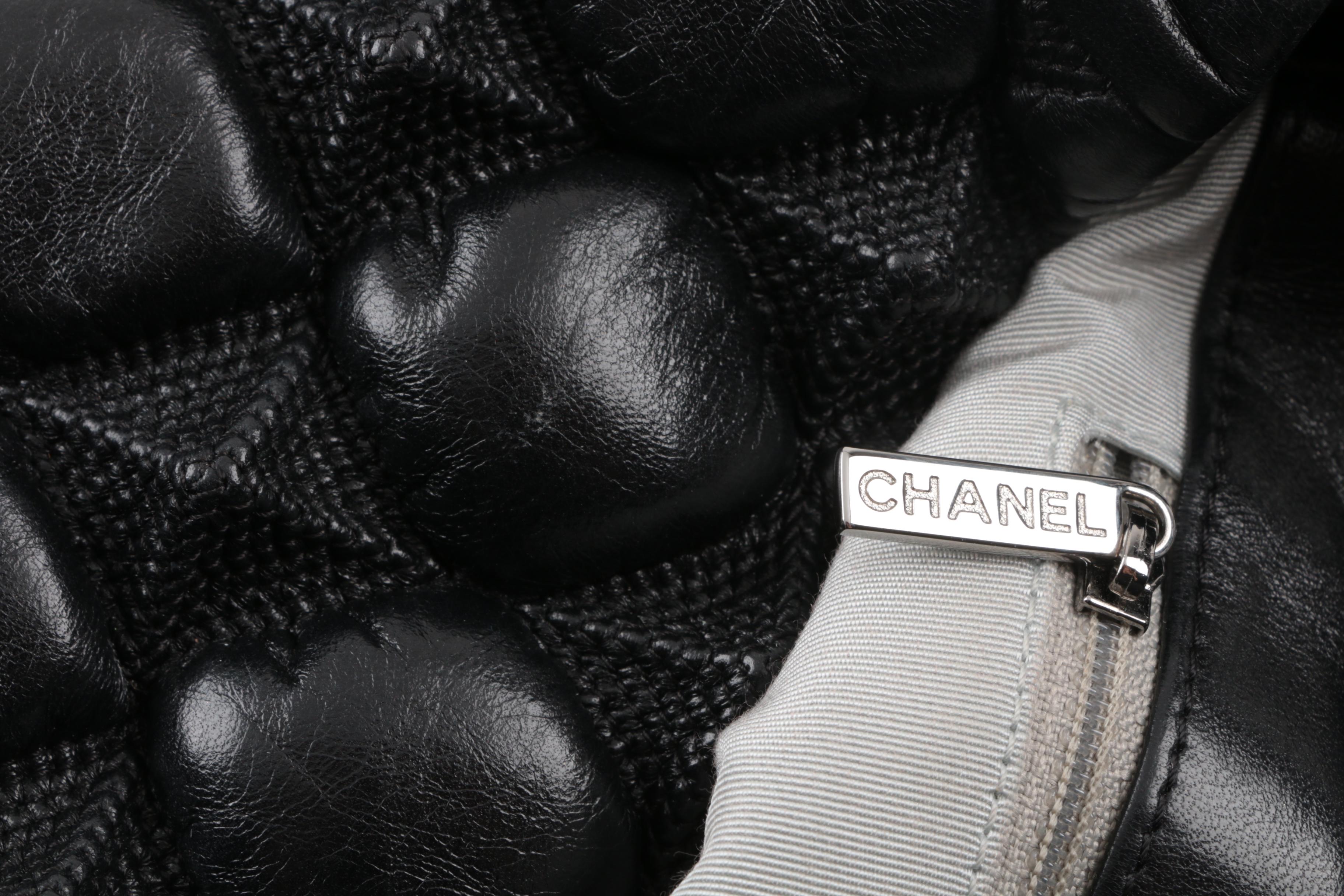 Circa 2008 Chanel Puffy Quilted Black Lambskin Flap Handbag