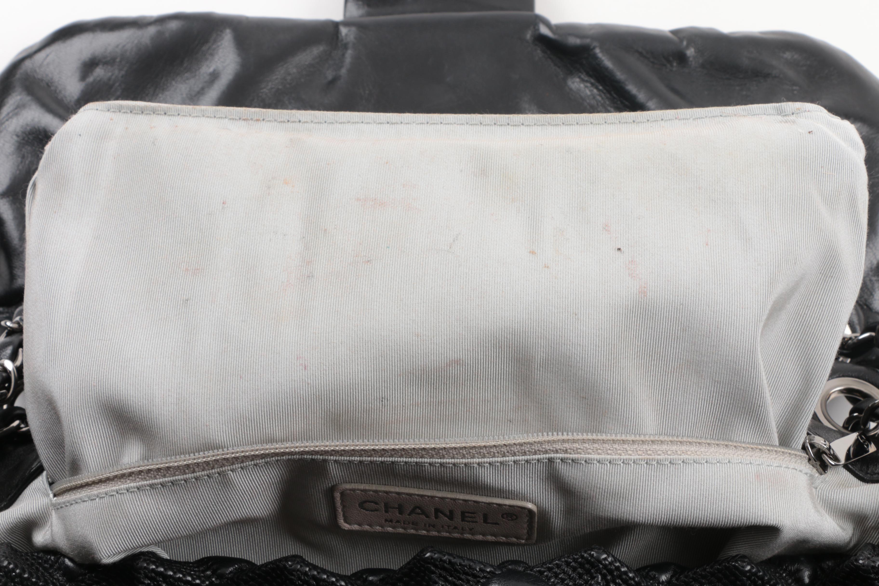 Circa 2008 Chanel Puffy Quilted Black Lambskin Flap Handbag