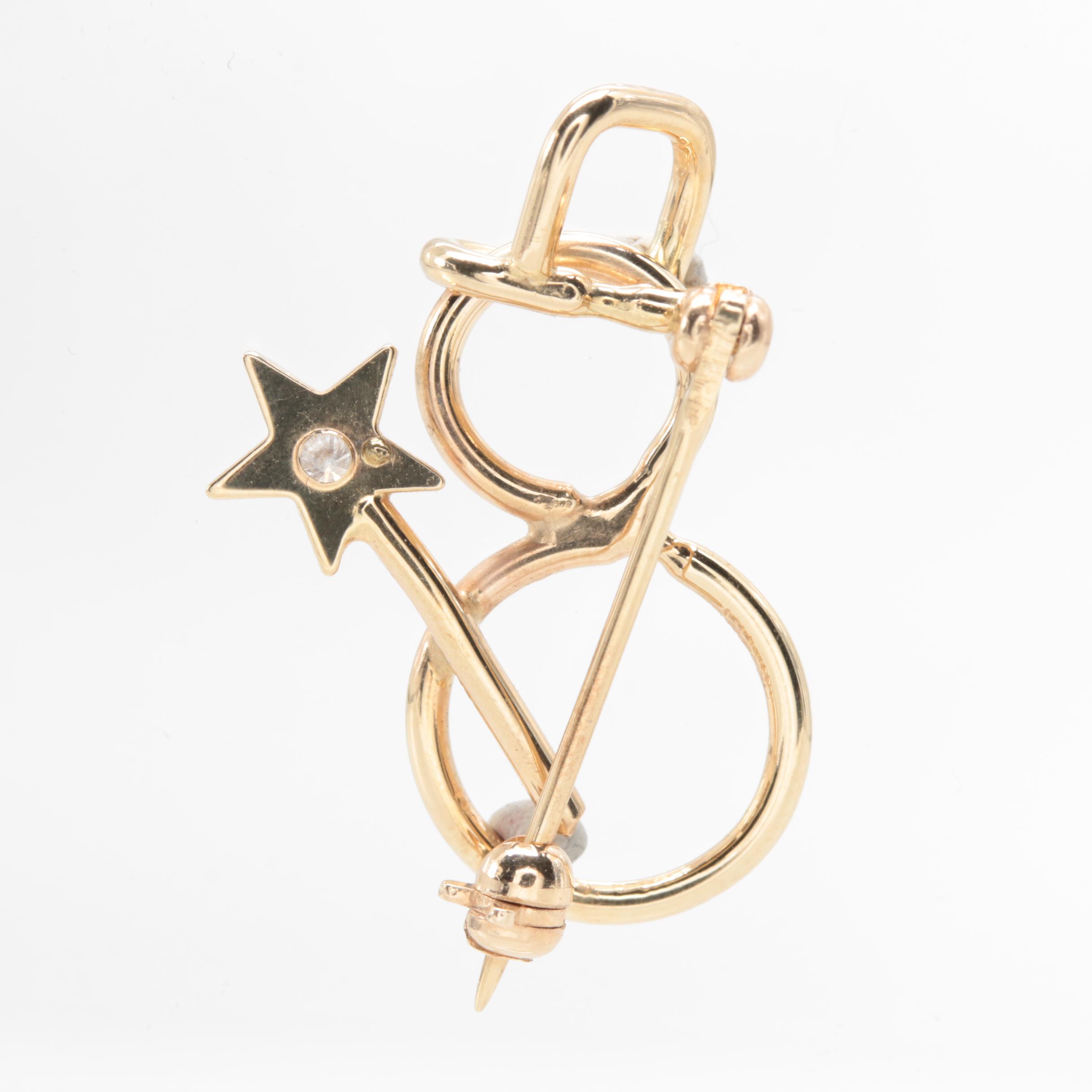 14K Yellow Gold Diamond Brooch