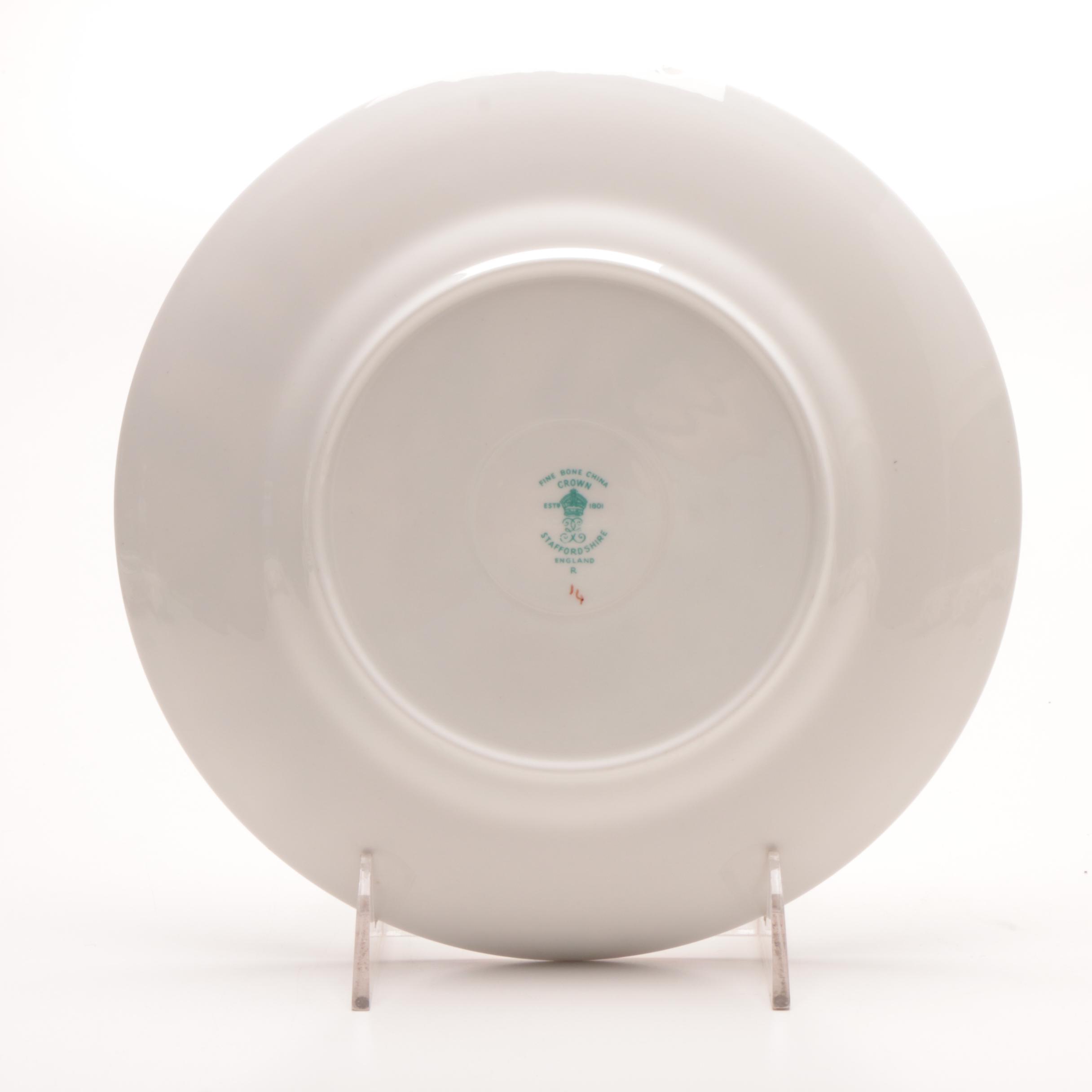 Staffordshire "Rock Bird" Bone China Cream Soup Bowls  and Plates