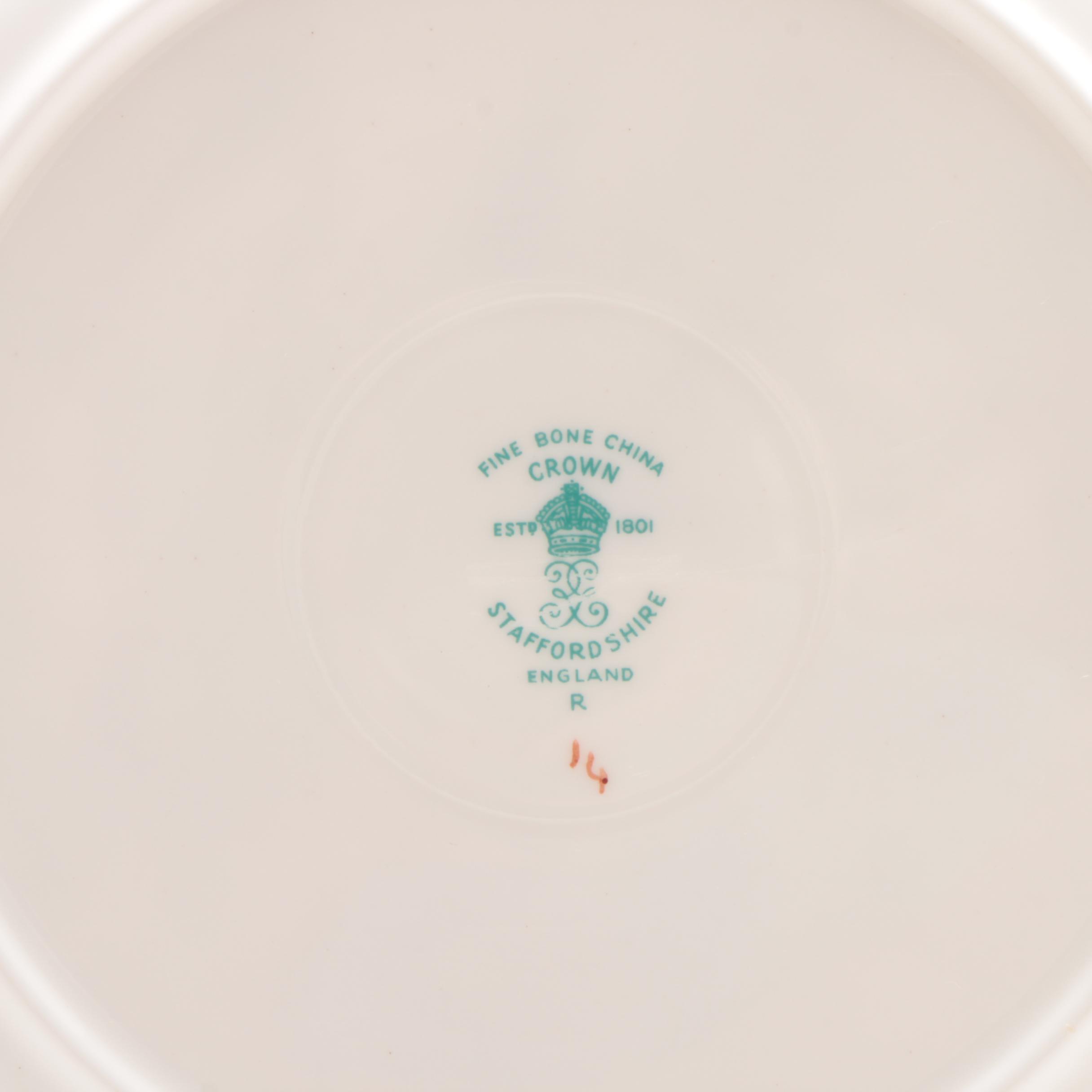 Staffordshire "Rock Bird" Bone China Cream Soup Bowls  and Plates