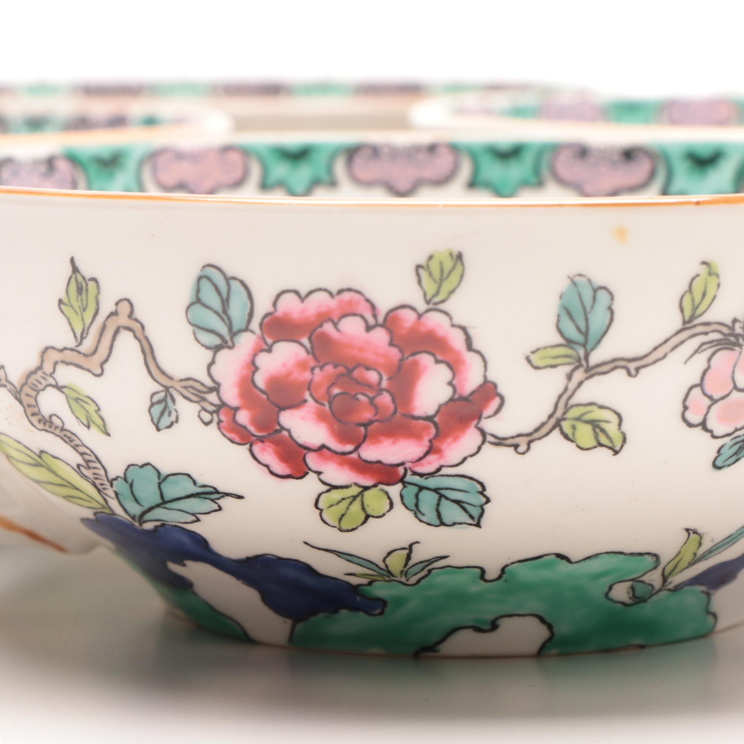 Staffordshire "Rock Bird" Bone China Cream Soup Bowls  and Plates