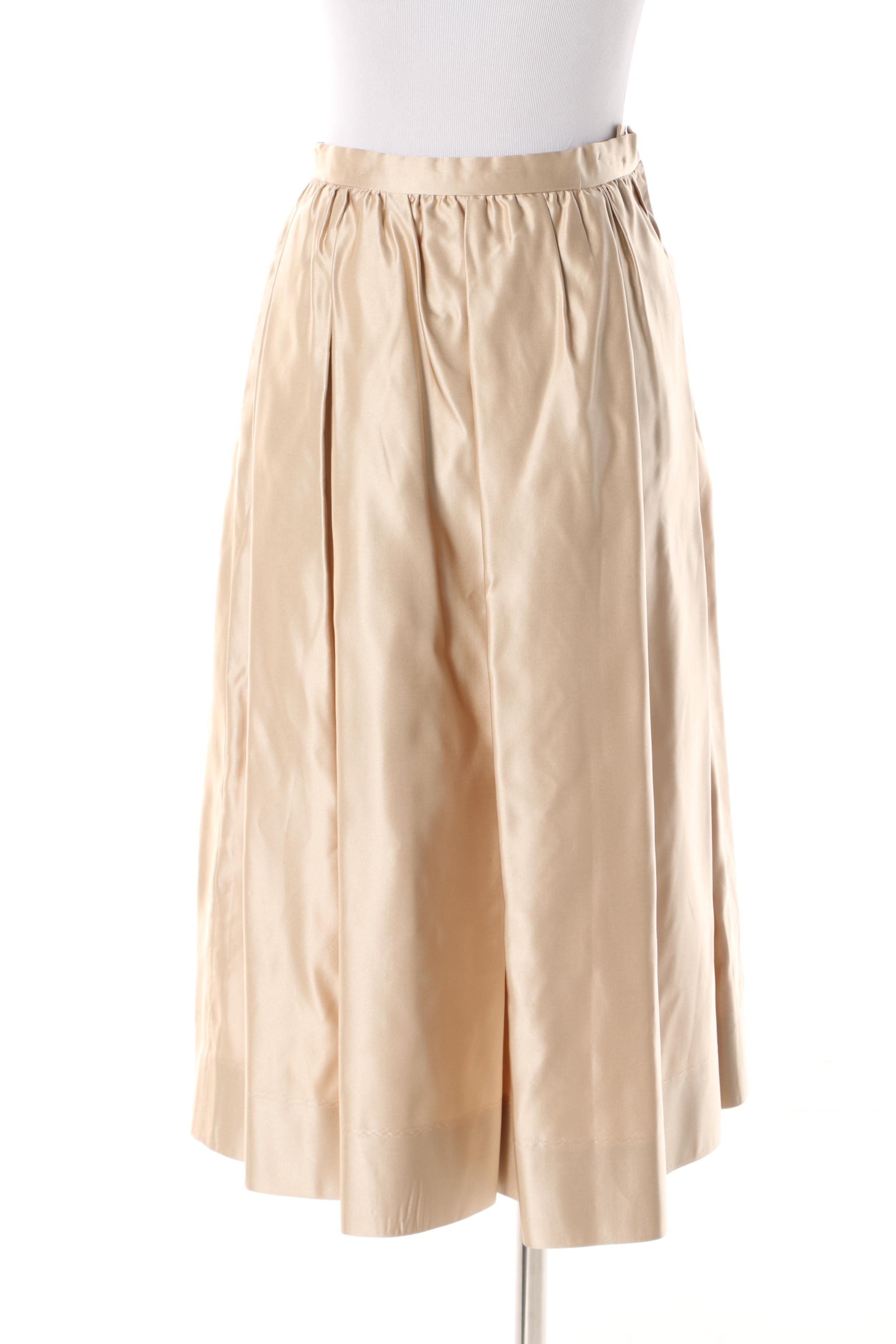 1980s Albert Nipon Cream Silk Skirt Suit and Richilene Brown Cocktail Dress