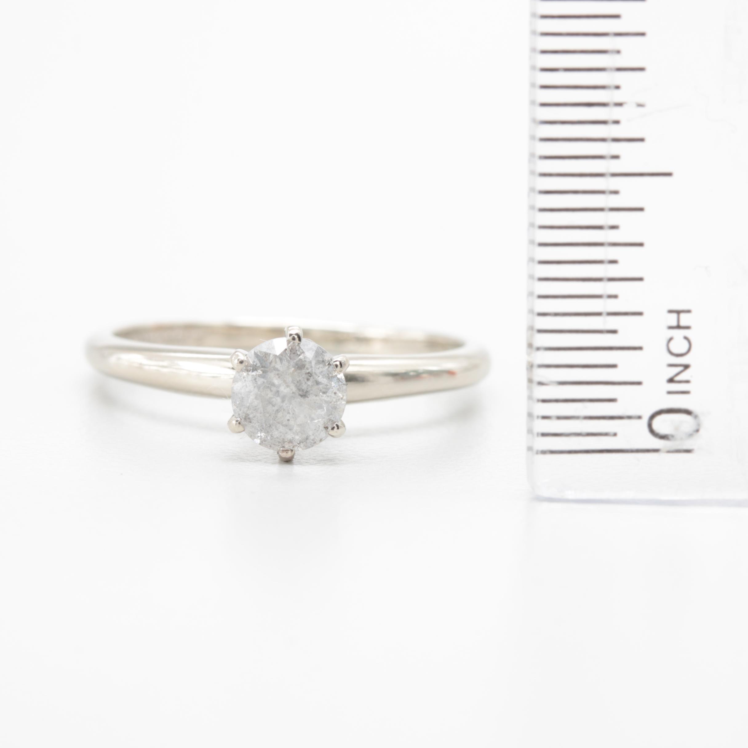 14K White Gold Diamond Solitaire Ring