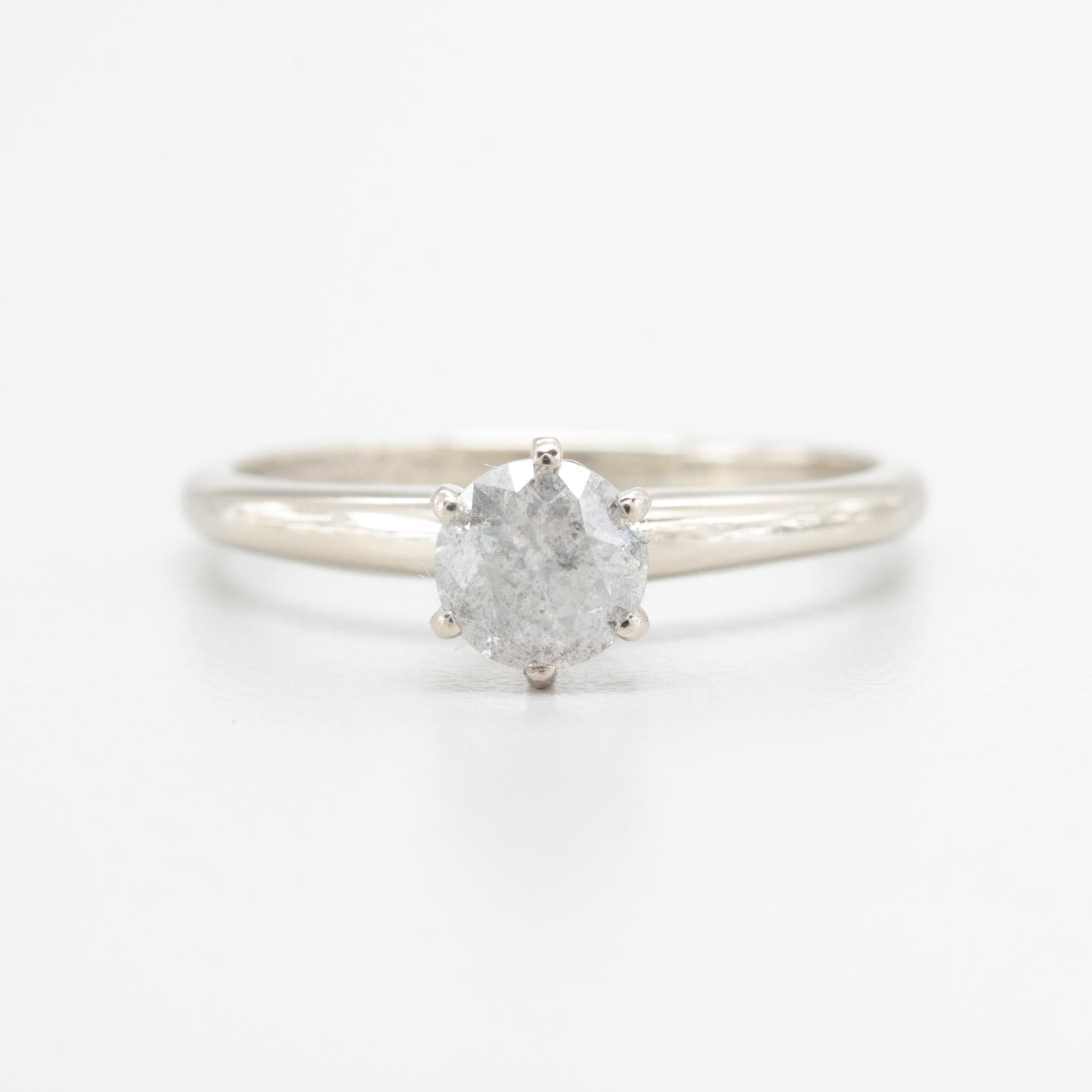 14K White Gold Diamond Solitaire Ring