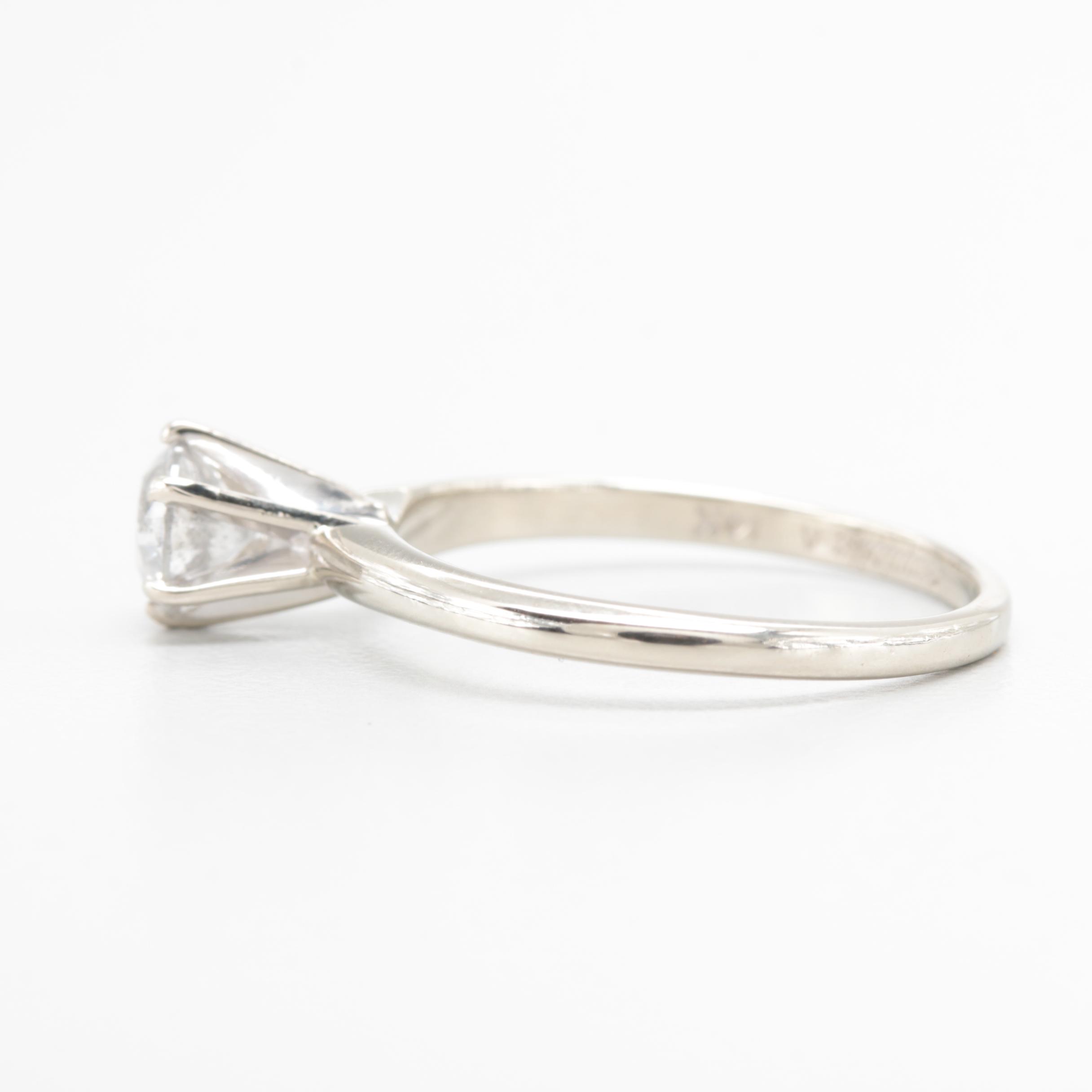 14K White Gold Diamond Solitaire Ring