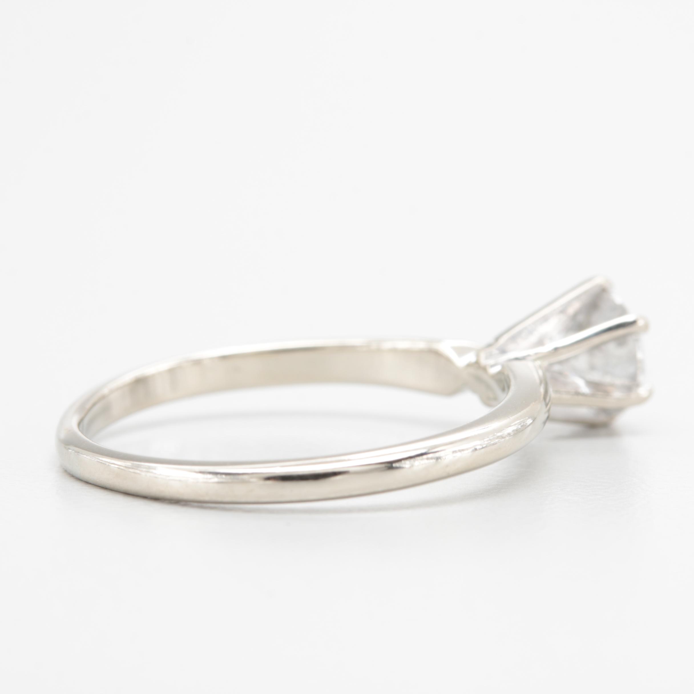 14K White Gold Diamond Solitaire Ring