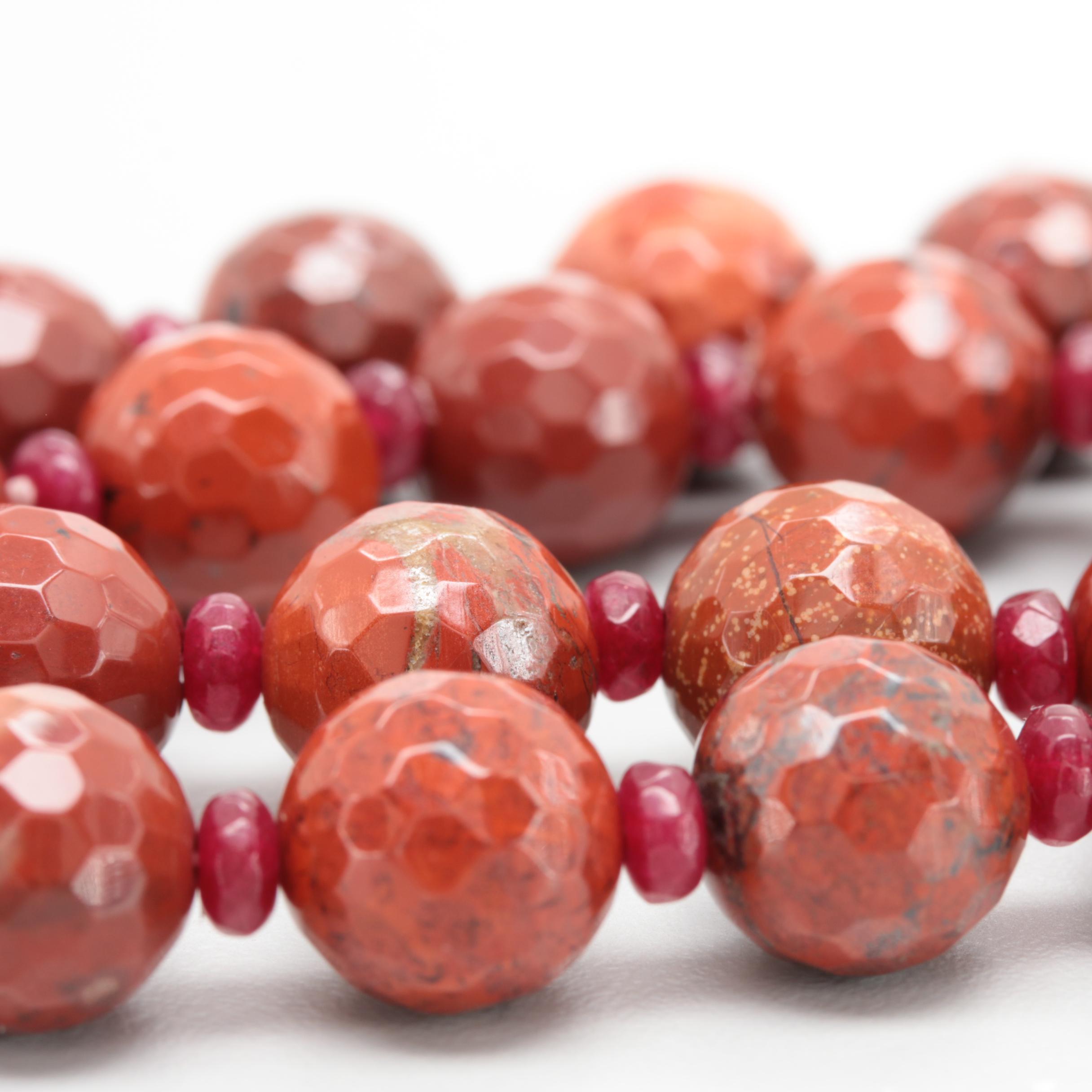 14K Yellow Gold Jasper and Quartz Necklace