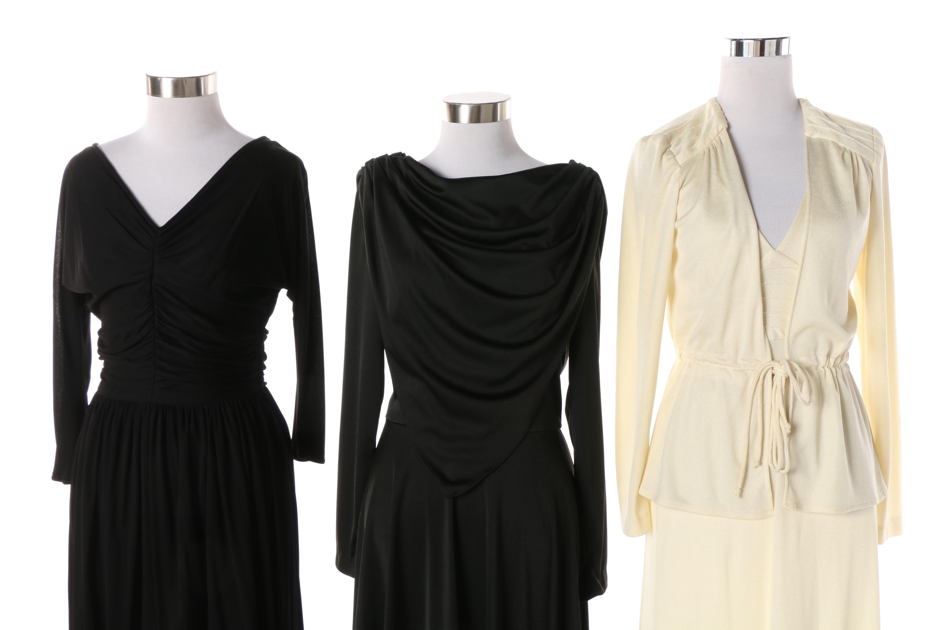 1970s Slinky Knit Disco Maxi Dresses