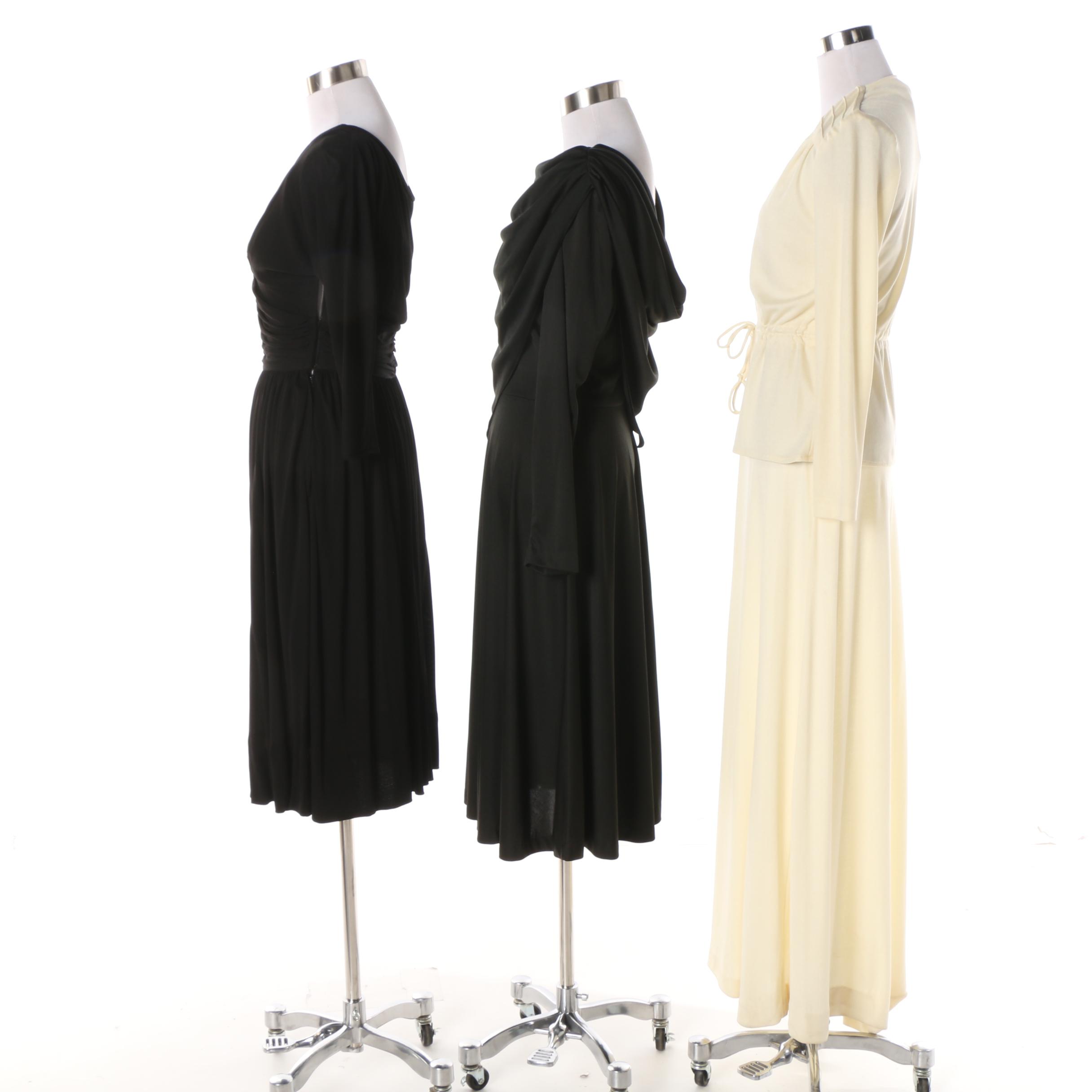 1970s Slinky Knit Disco Maxi Dresses