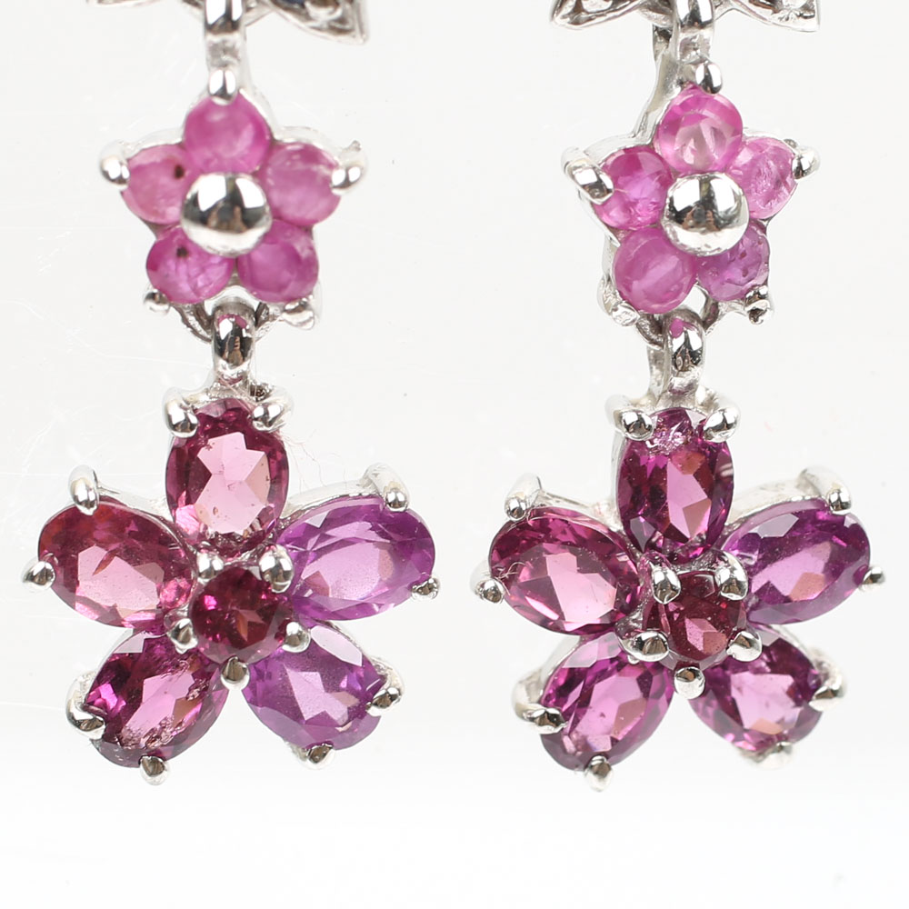 Sterling Silver Tourmaline and Multi-Gemstone Dangle Earrings