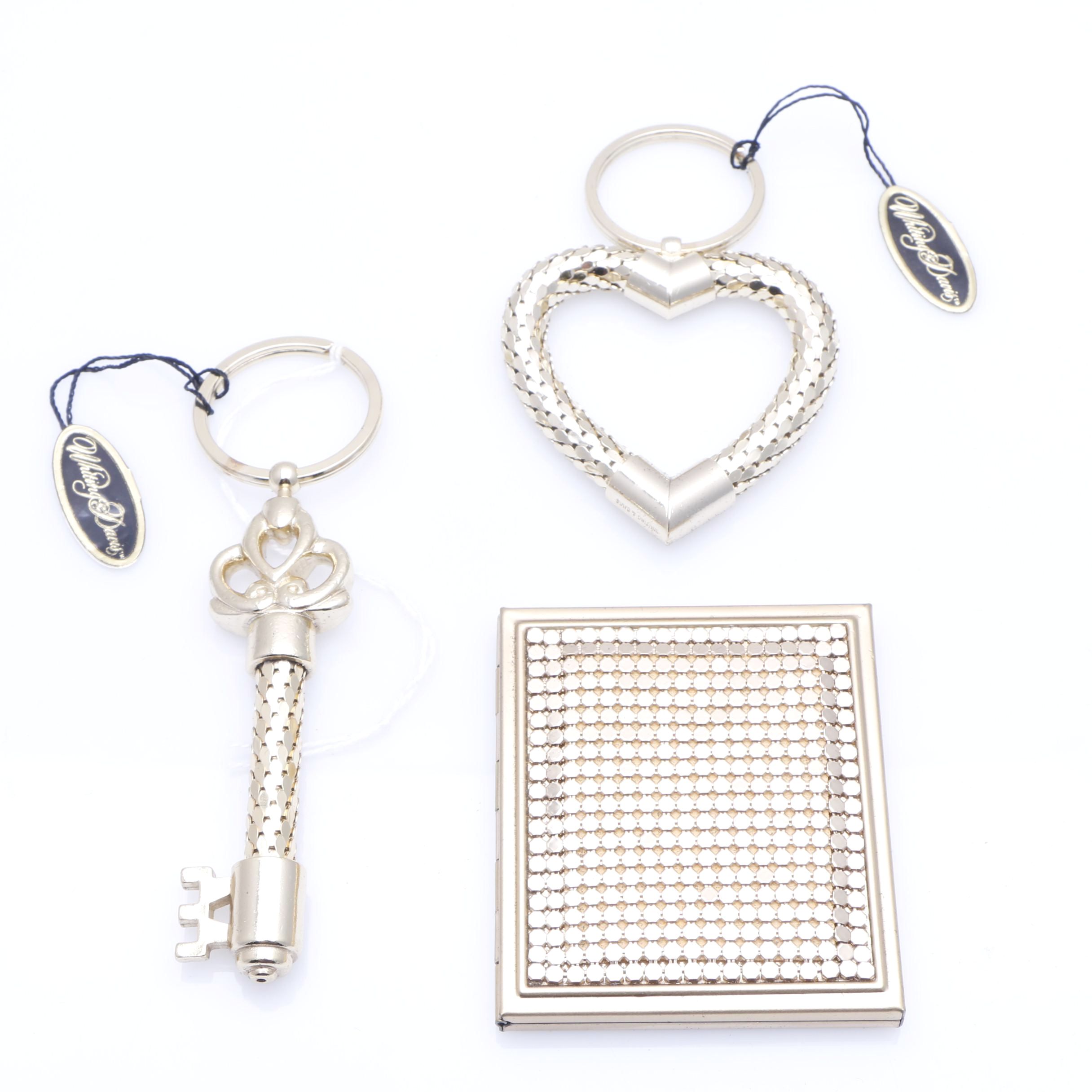 Vintage Whiting & Davis Couple's Key and Lock Keychains and Compact Accessories