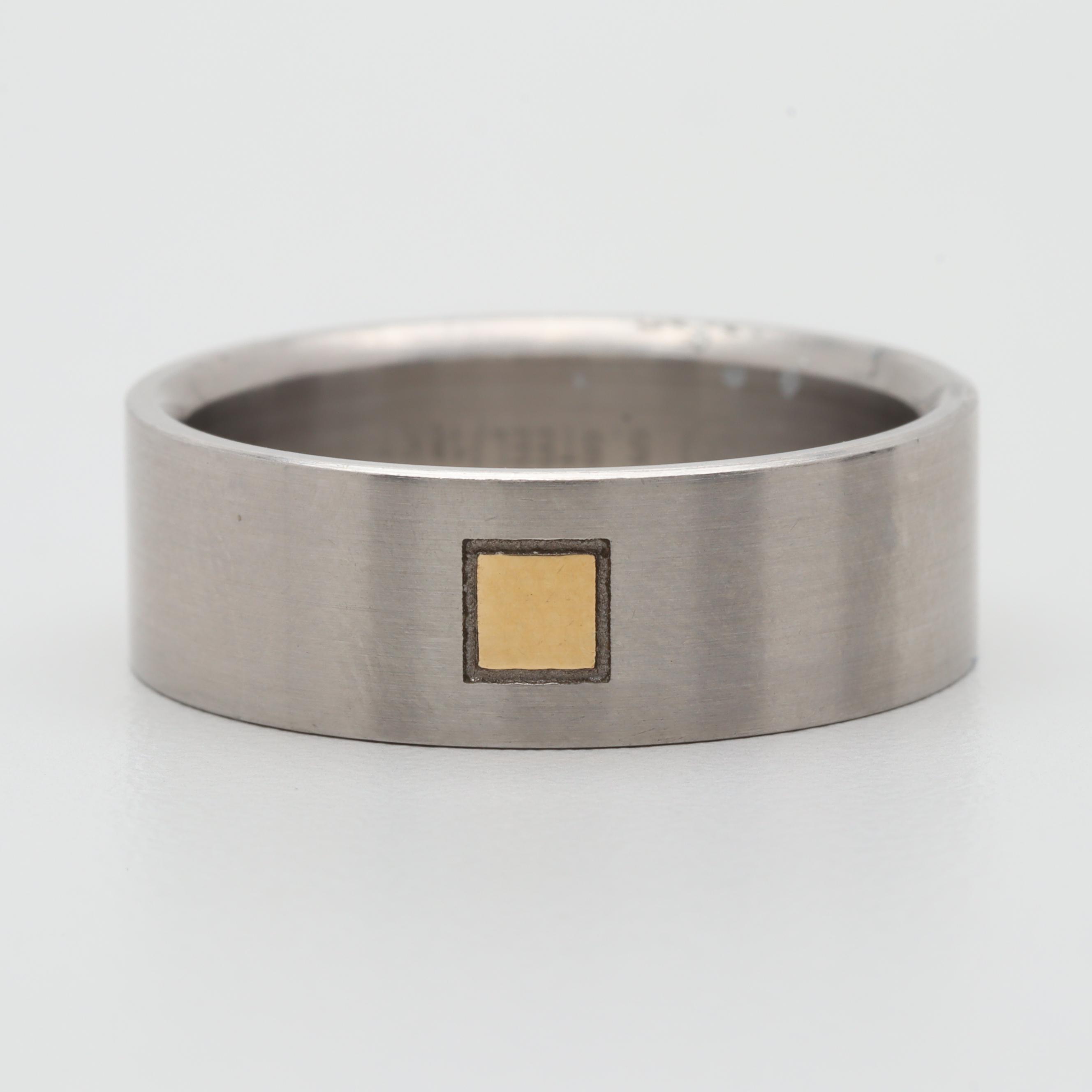 Stainless Steel Band with 18K Yellow Gold Accent