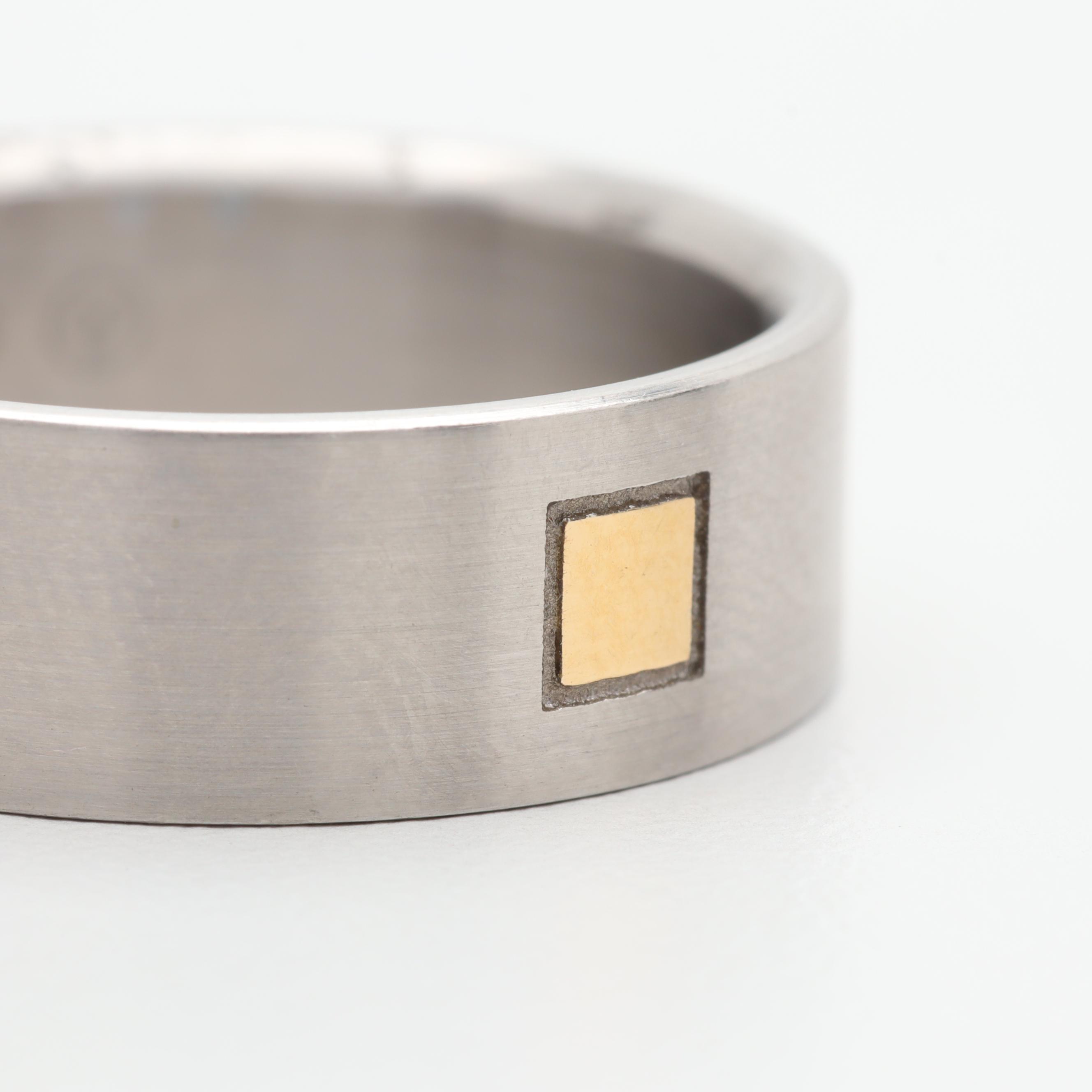 Stainless Steel Band with 18K Yellow Gold Accent