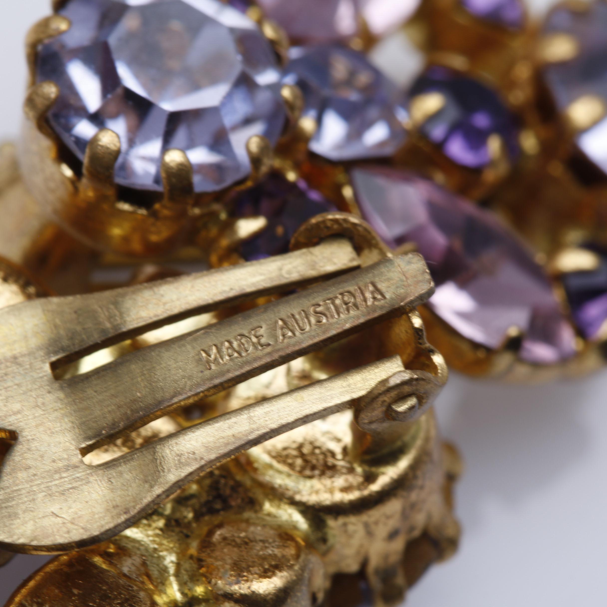 Mid Century Austrian Crystal Rhinestone Earrings and Brooches