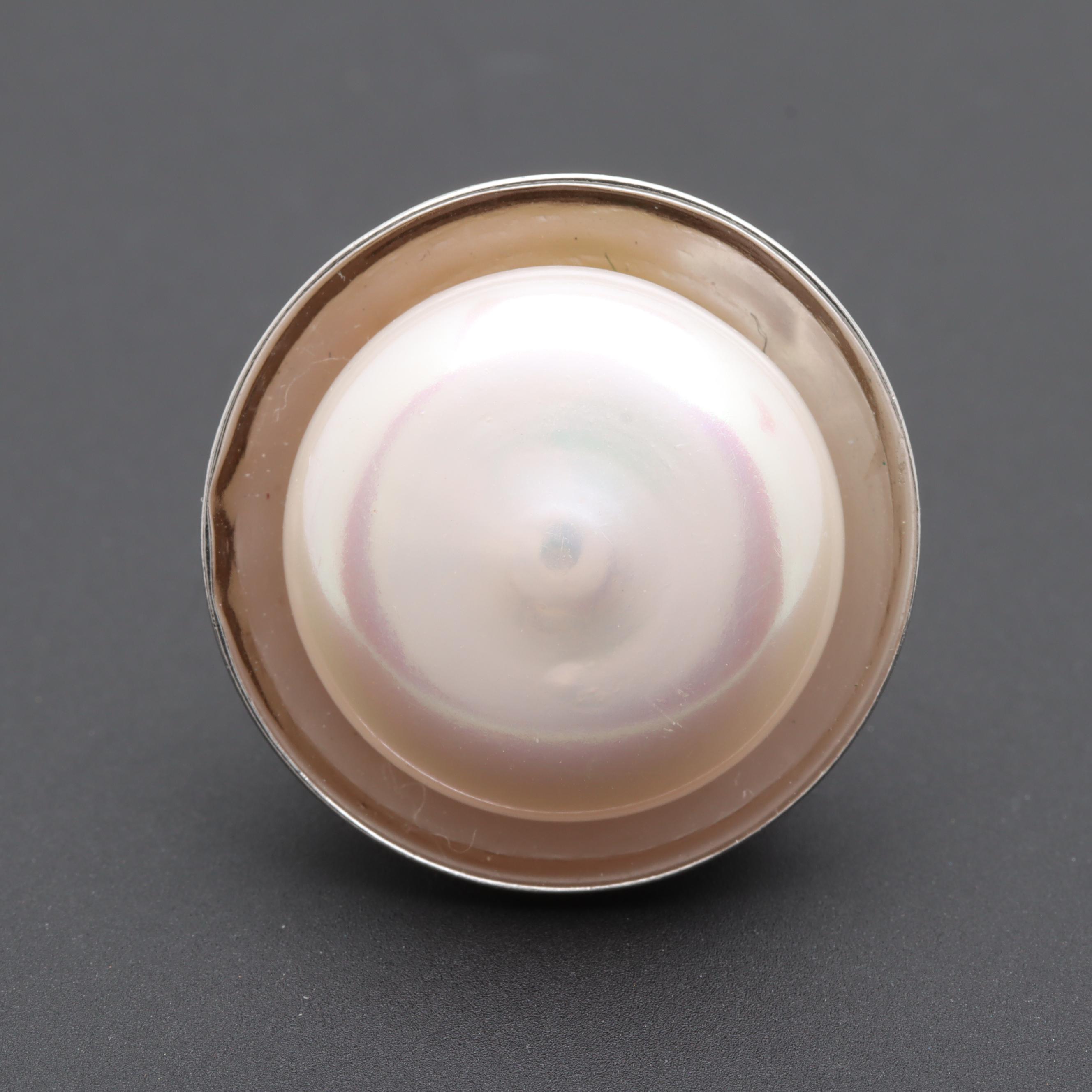 Sterling Silver Cultured Pearl Slide Pendant