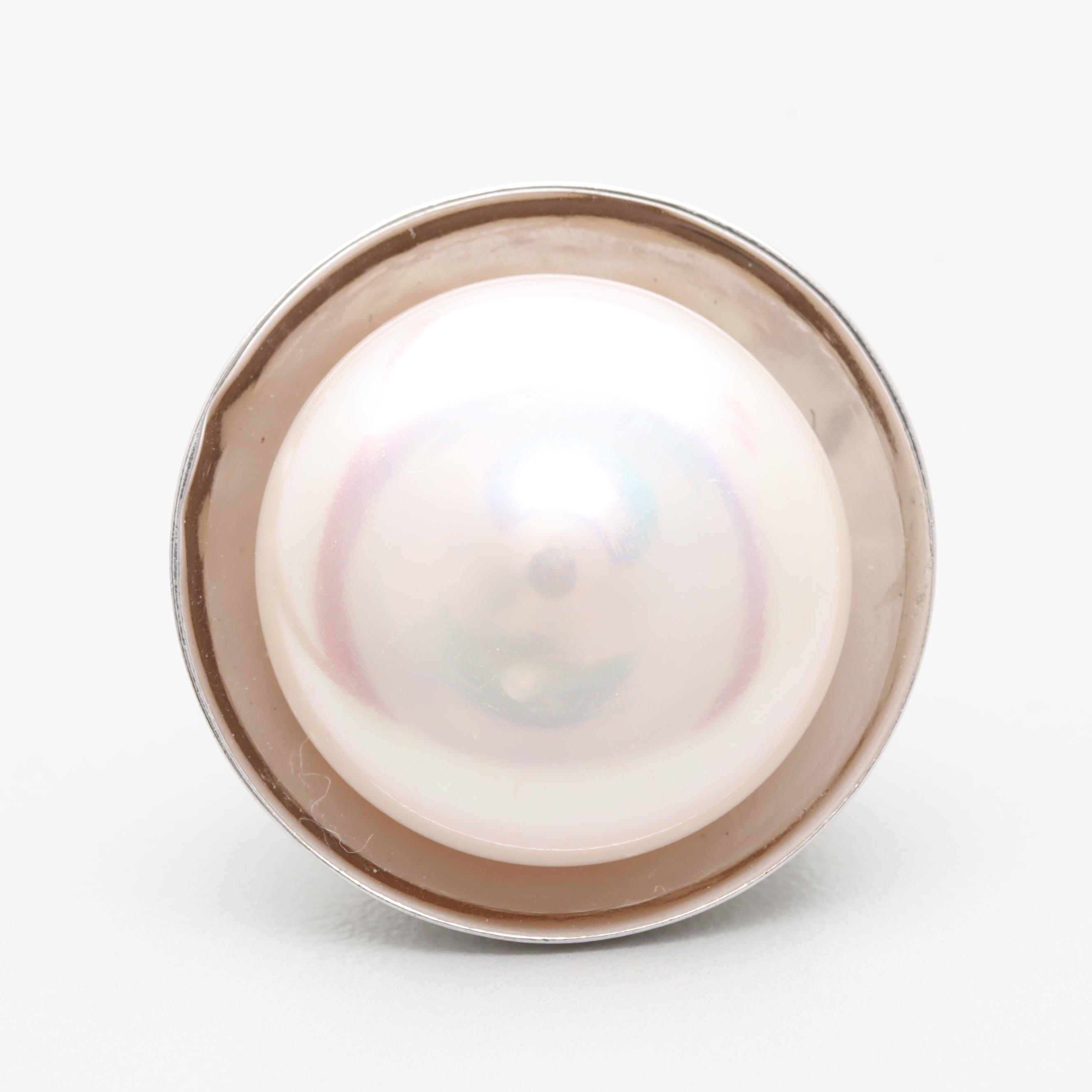 Sterling Silver Cultured Pearl Slide Pendant