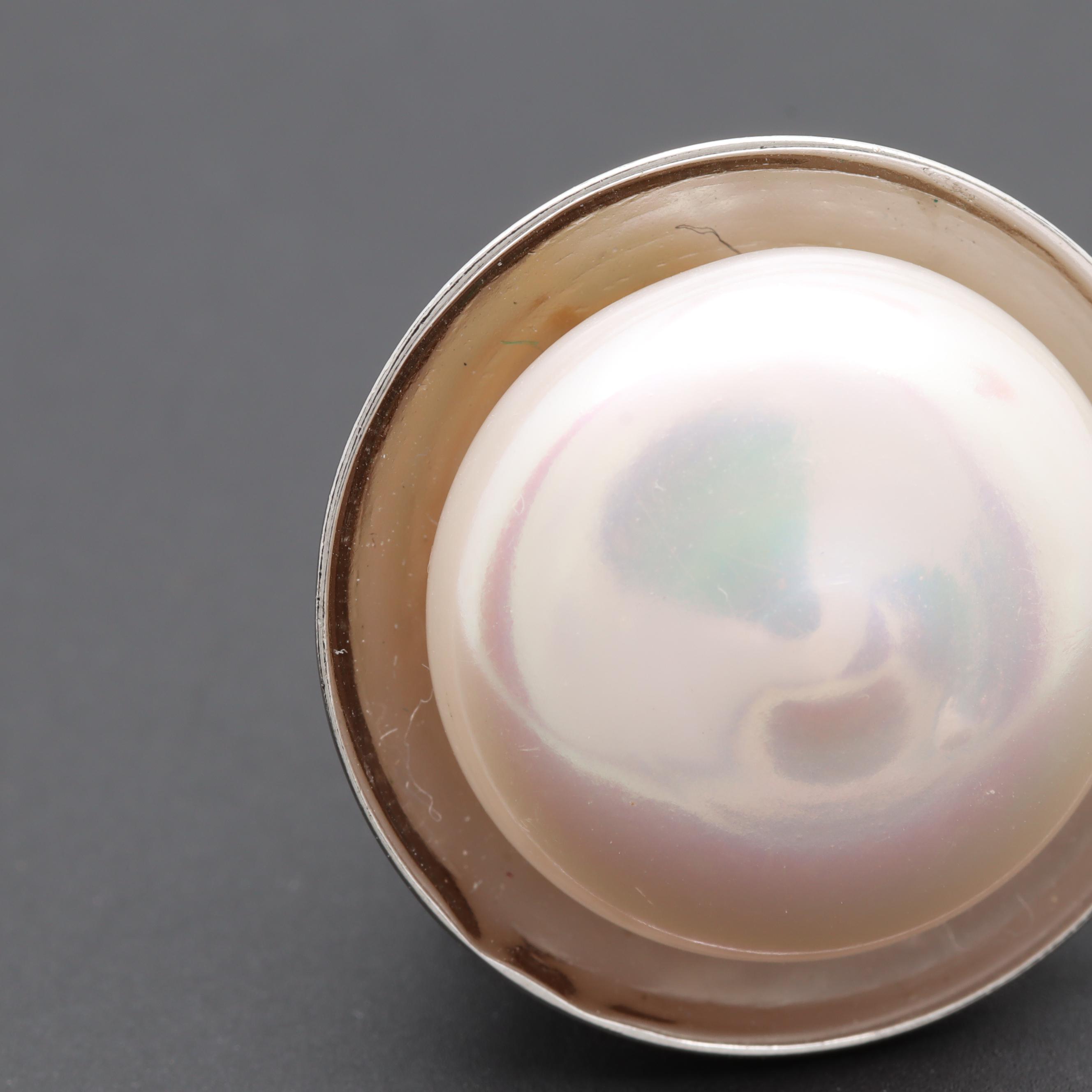 Sterling Silver Cultured Pearl Slide Pendant