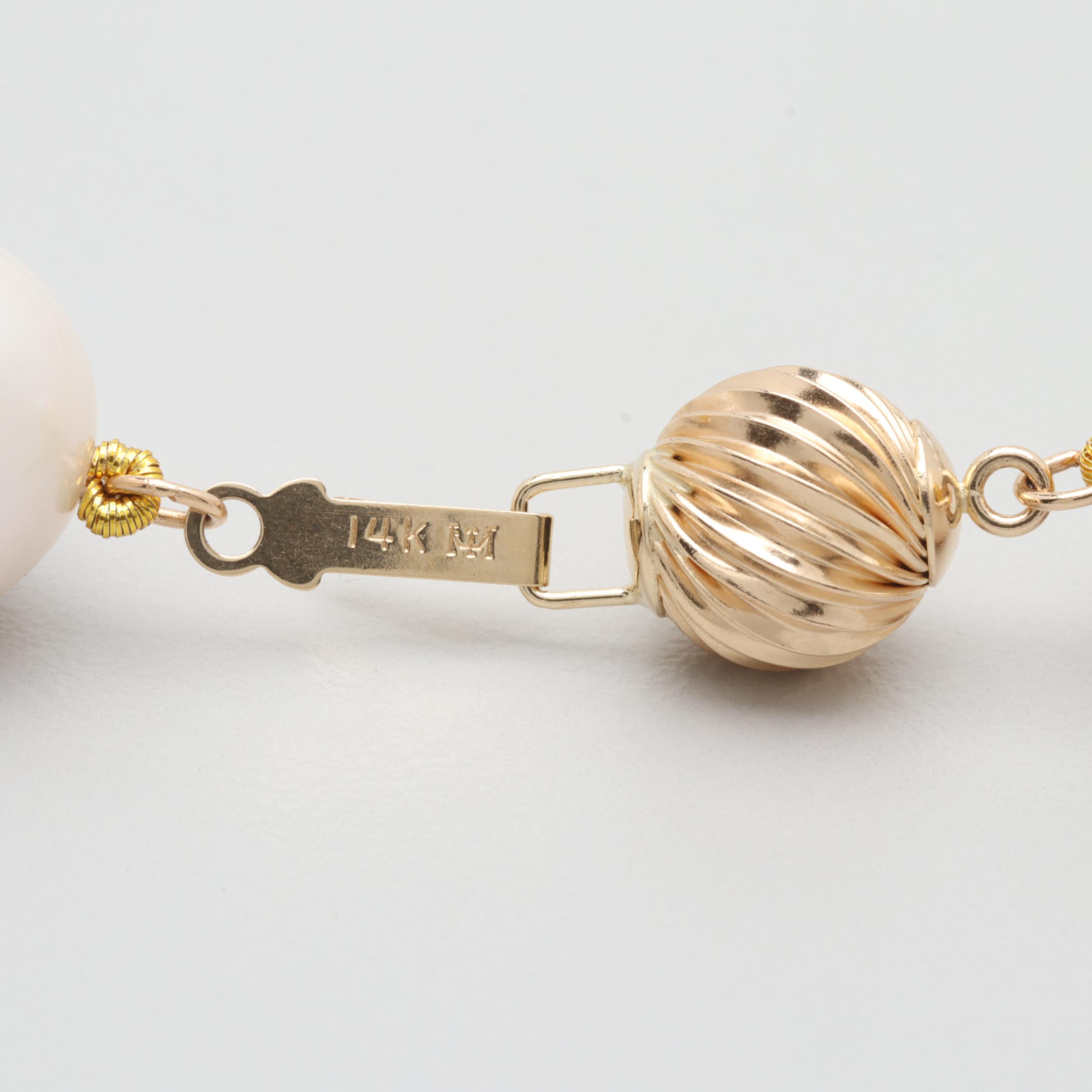 14K Yellow Gold and Cultured Pearl Necklace