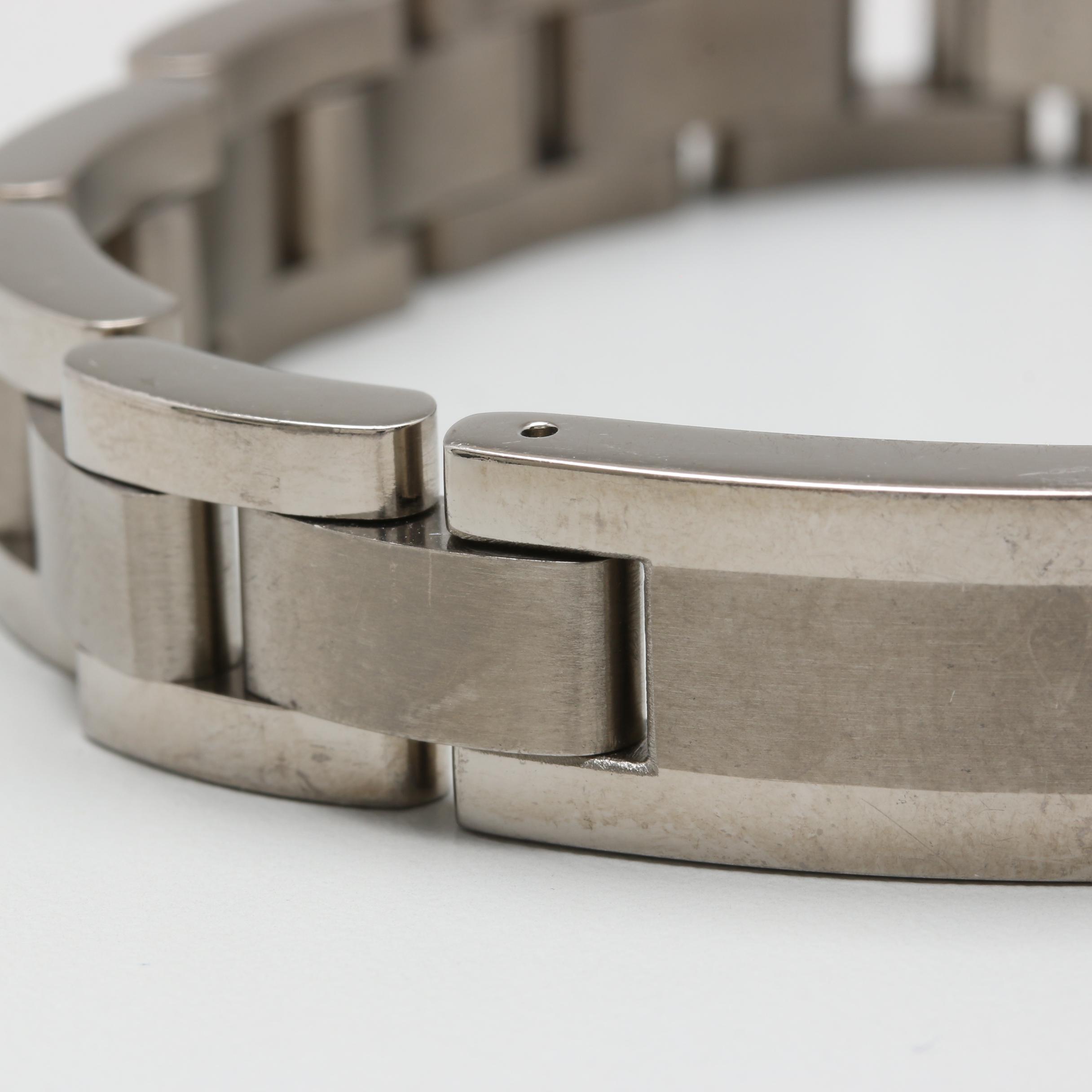 Stainless Steel Link Bracelet With Brushed Accents