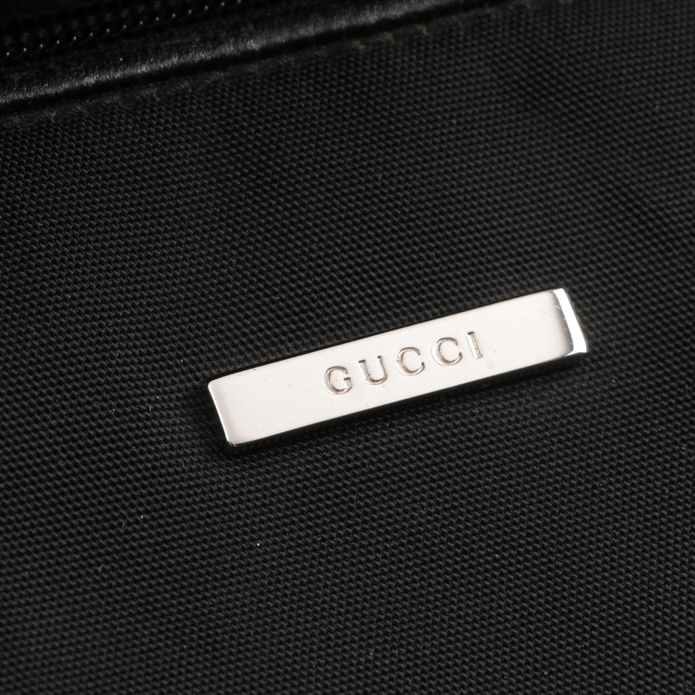 Gucci Black Canvas Duffel Bag with Leather Trim