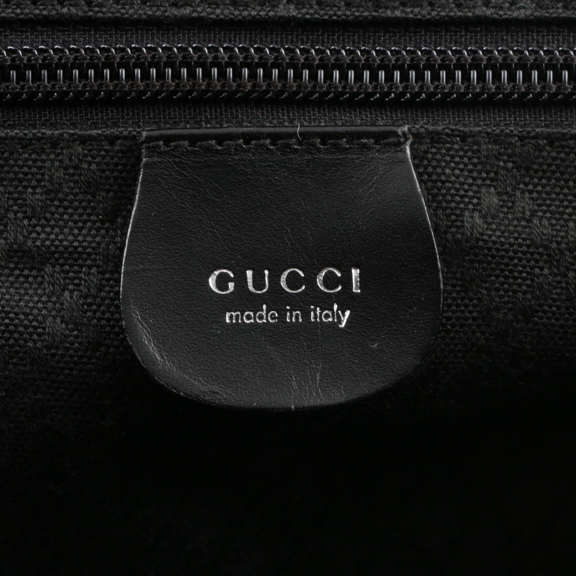 Gucci Black Canvas Duffel Bag with Leather Trim