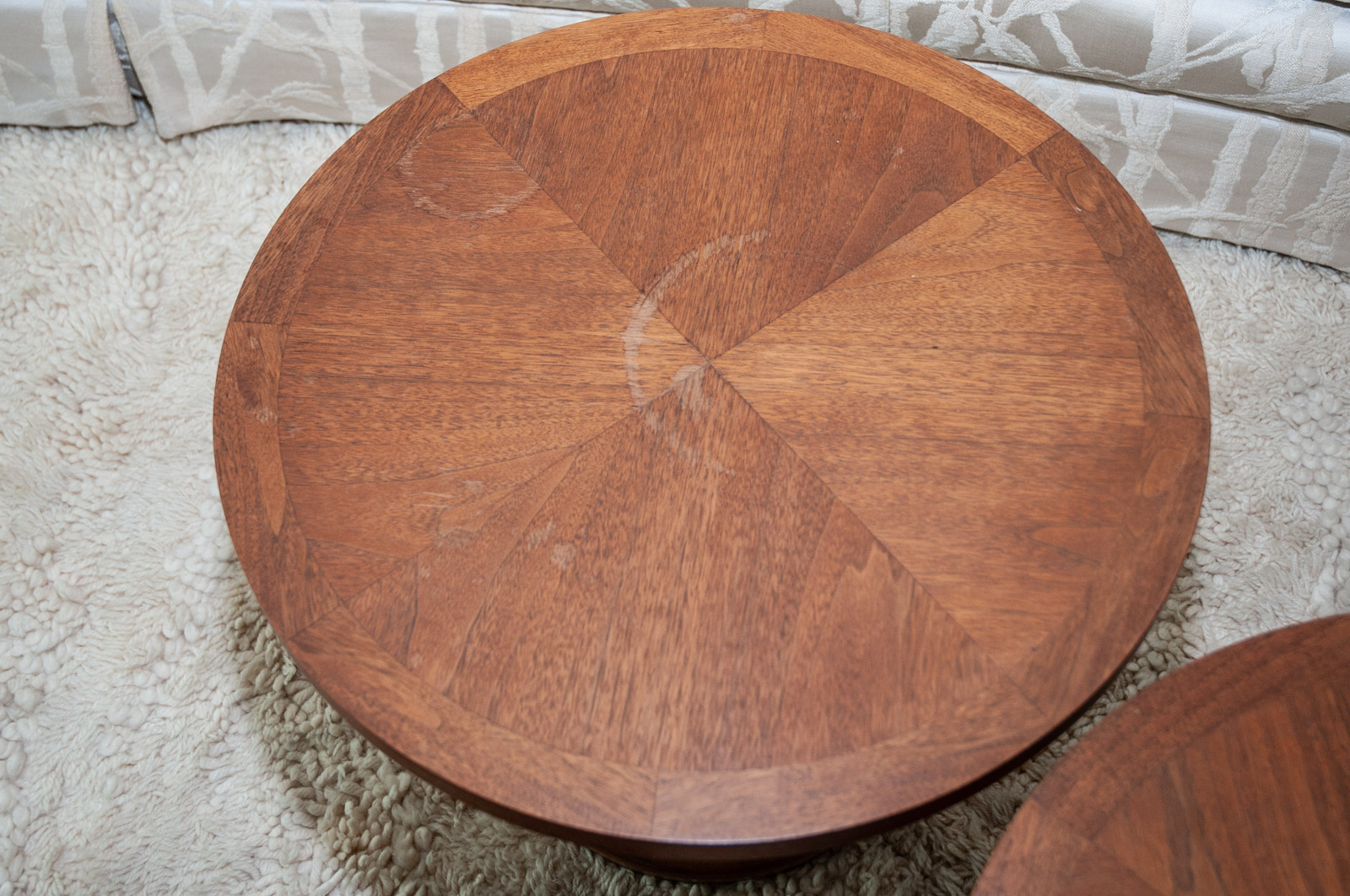 Two Lane Mid-Century Modern Circular End Tables
