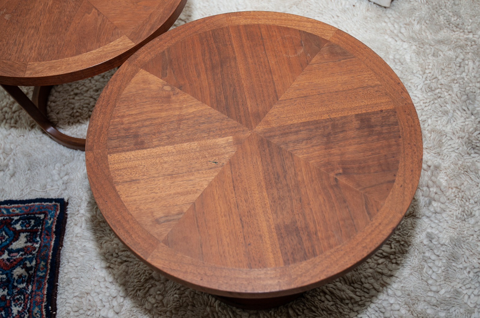 Two Lane Mid-Century Modern Circular End Tables