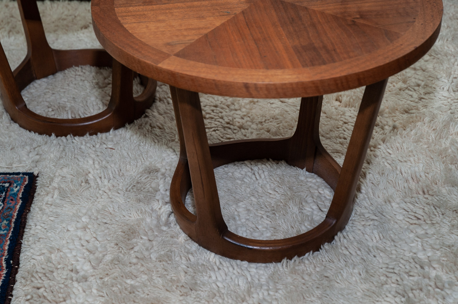 Two Lane Mid-Century Modern Circular End Tables