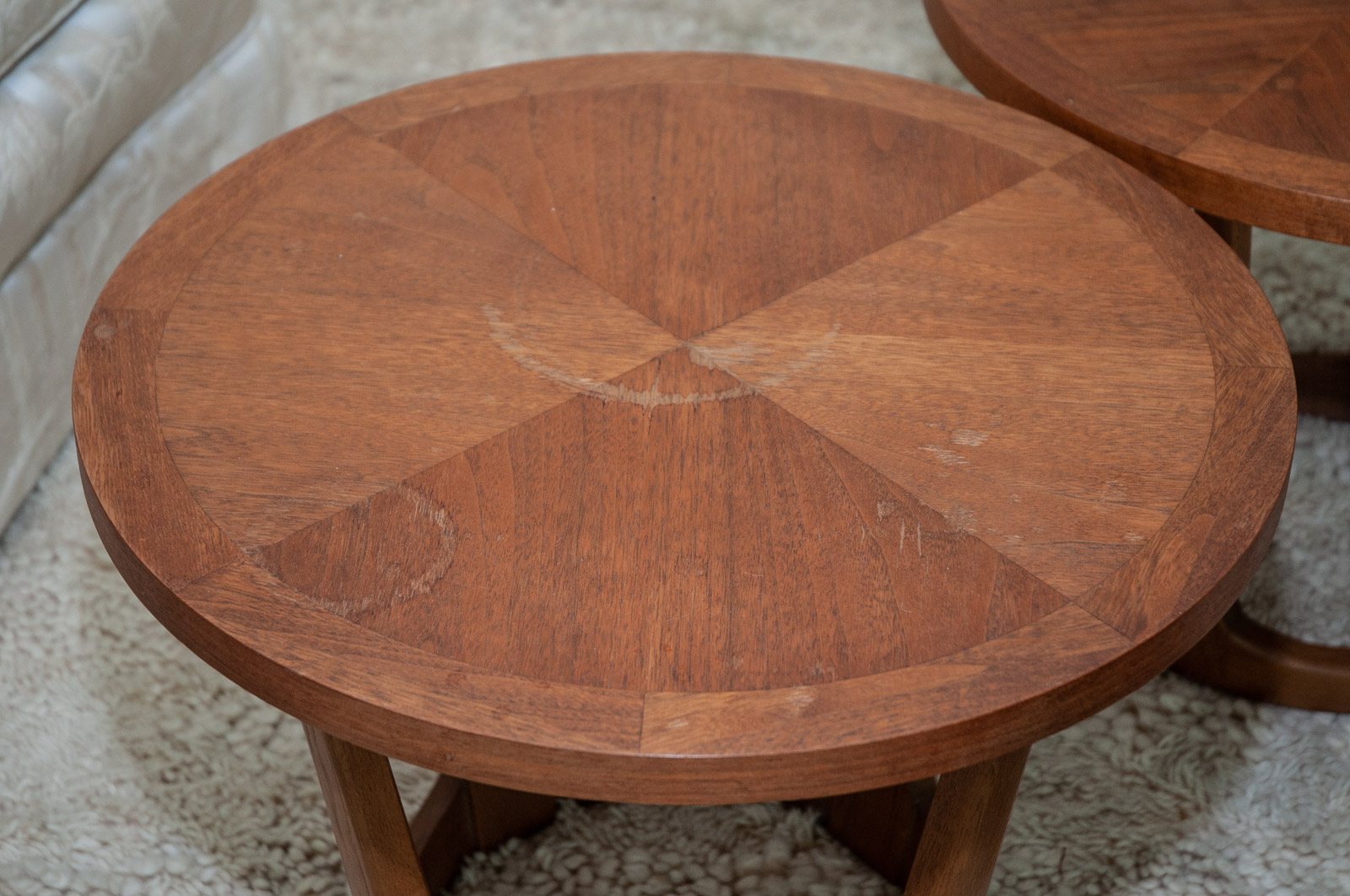 Two Lane Mid-Century Modern Circular End Tables