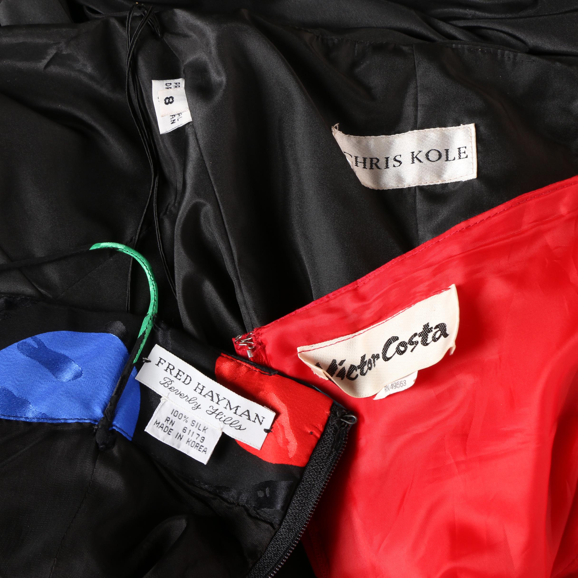 1980s Victor Costa, Fred Hayman Beverly Hills and Chris Kole Evening Dresses