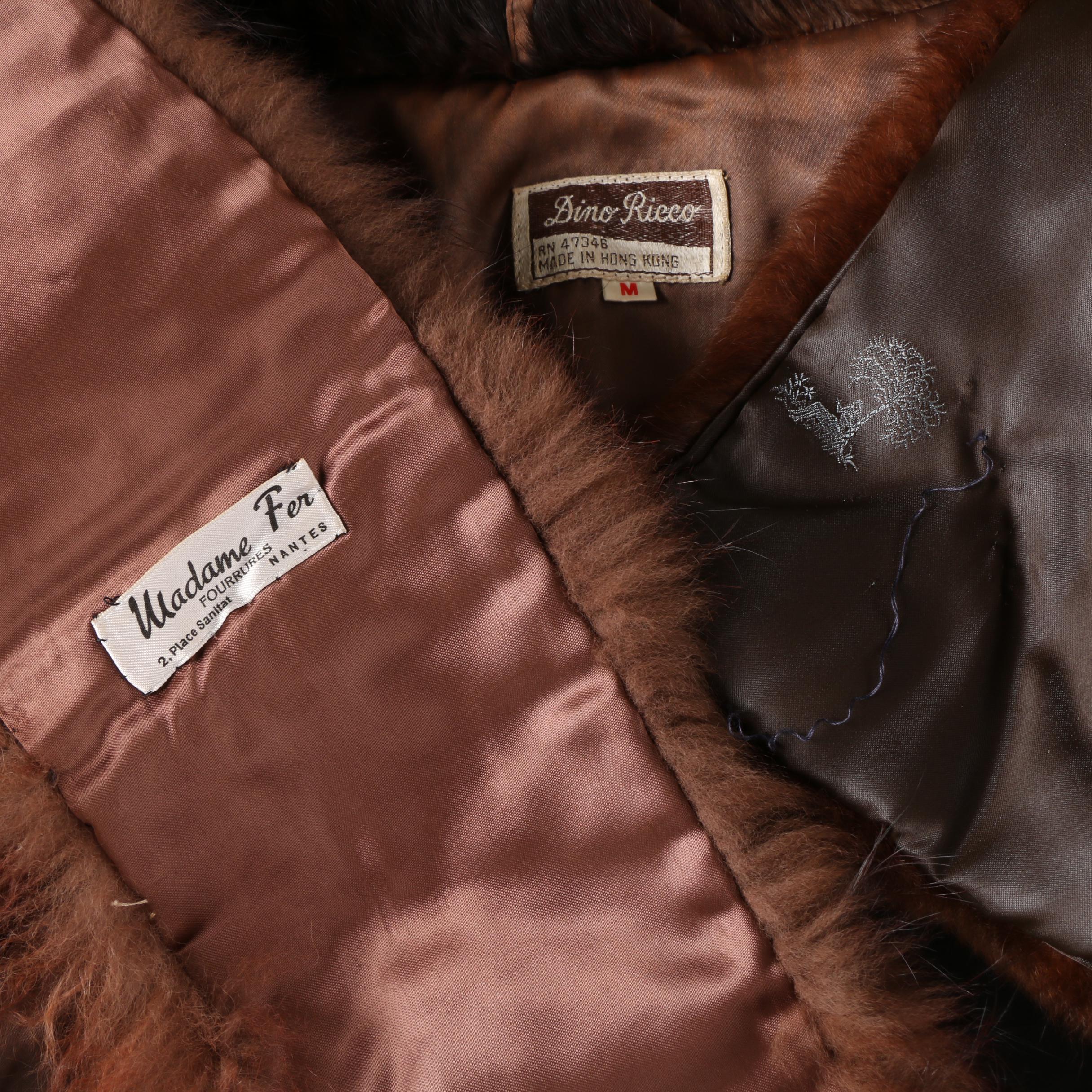 1970s Rabbit Fur Coat and Stole with Dyed Fox Fur Collar