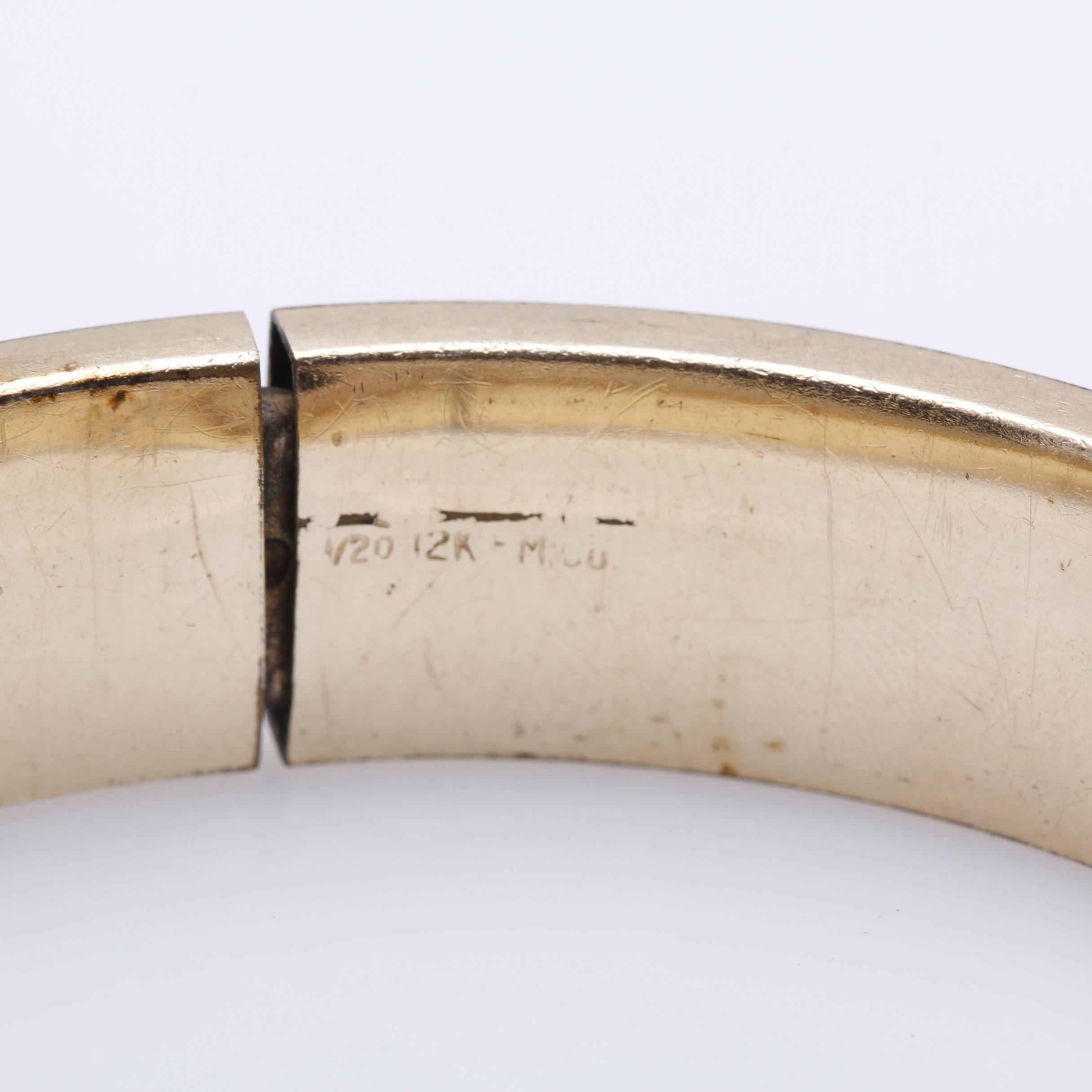 Collection of Antique Victorian Gold Filled Floral Etched Bangles