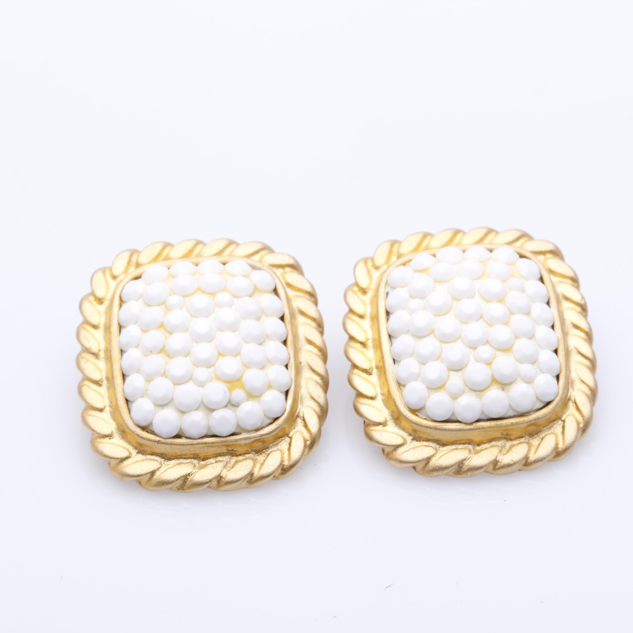 1980s Richard Kerr Rhinestone Earrings