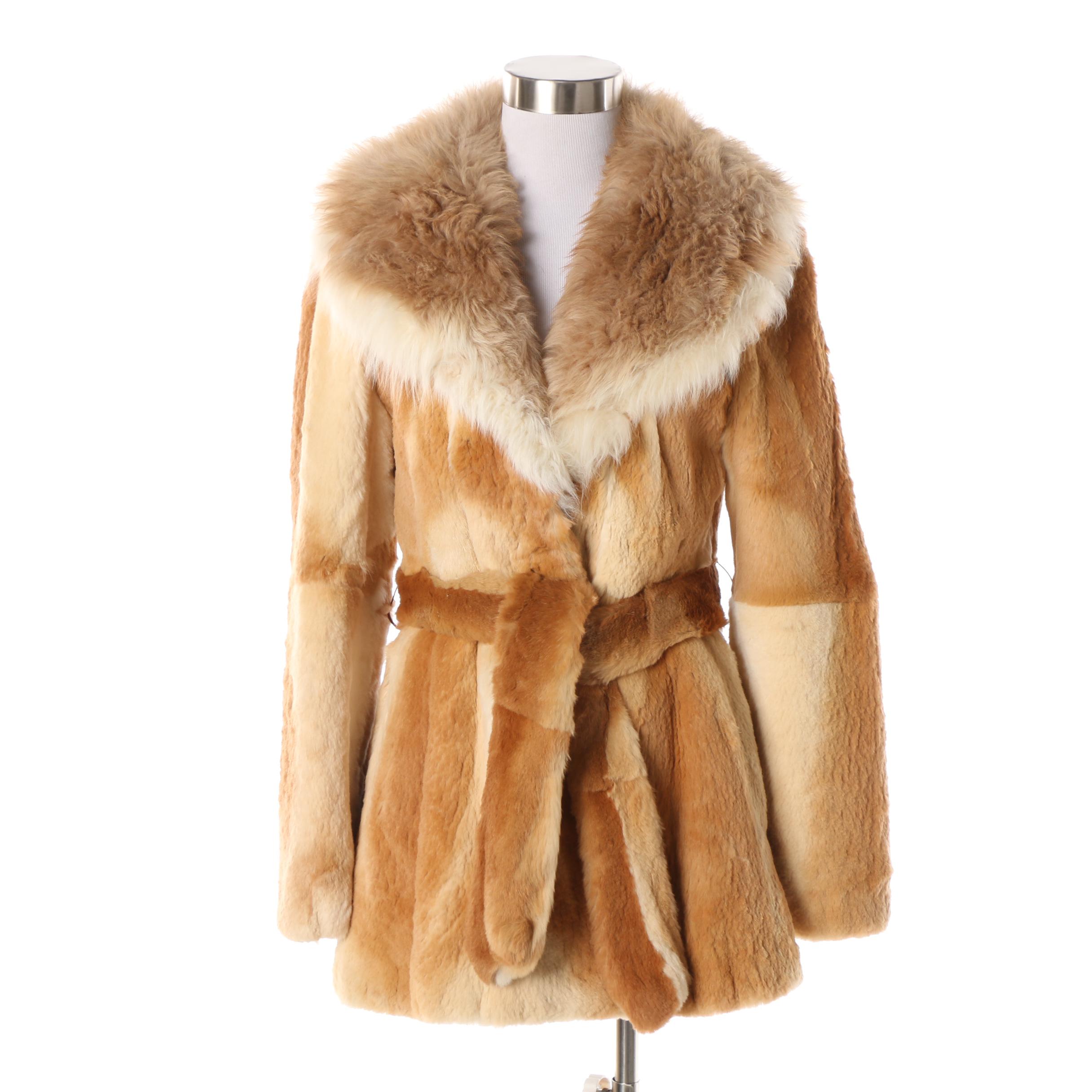 Women's 1970s Vintage Guanaco Fur Coat with Shearling Collar