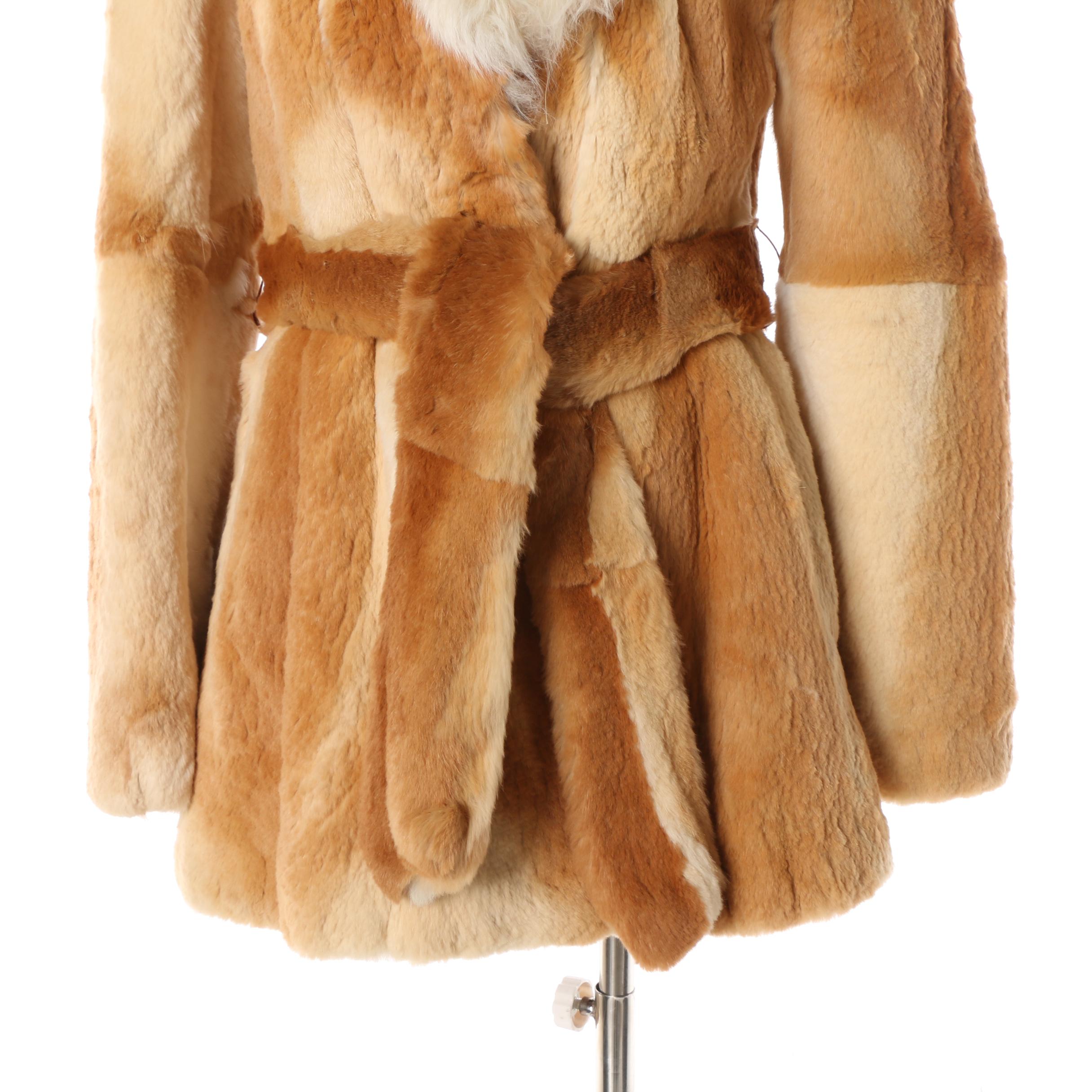 Women's 1970s Vintage Guanaco Fur Coat with Shearling Collar