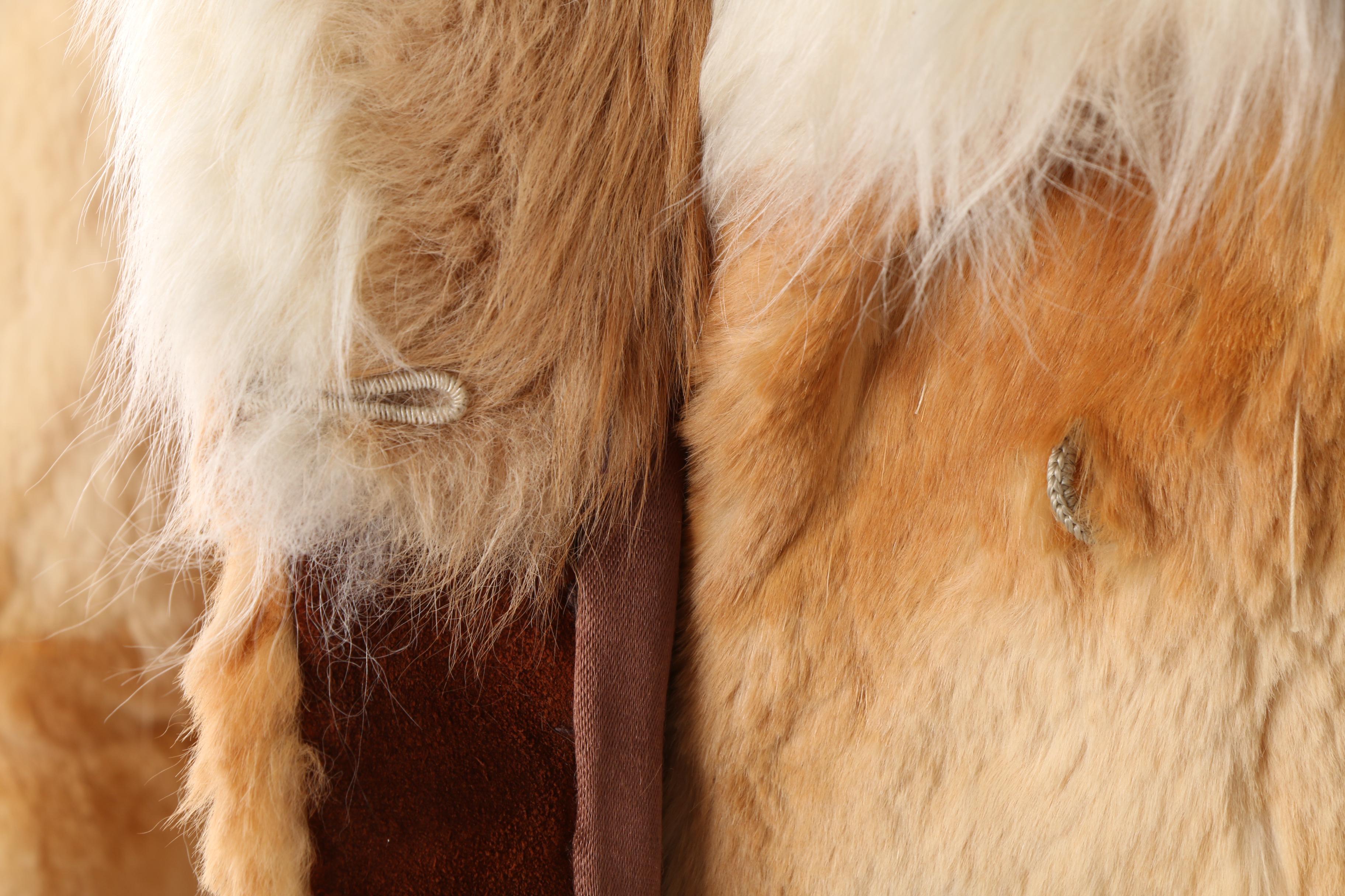 Women's 1970s Vintage Guanaco Fur Coat with Shearling Collar