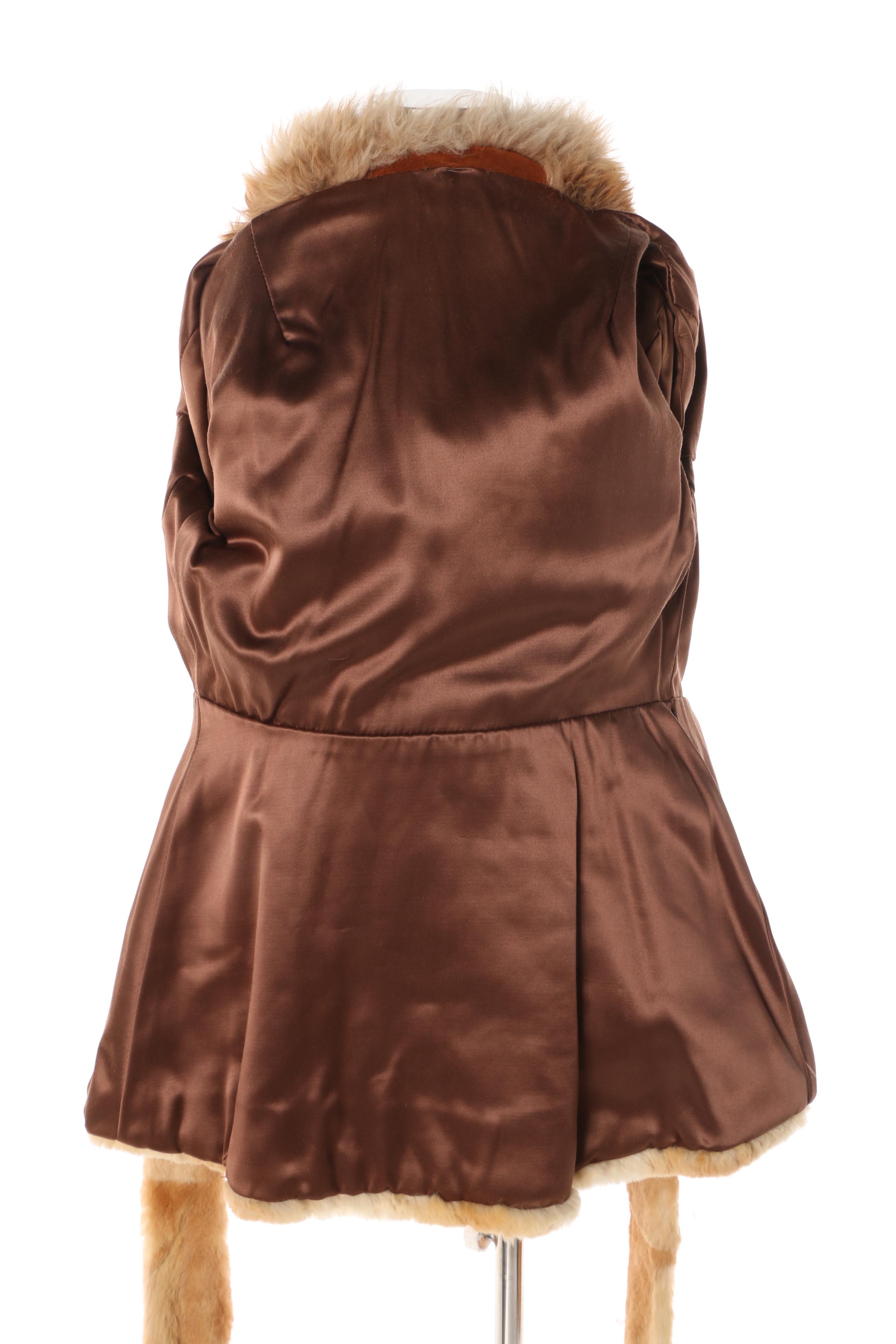 Women's 1970s Vintage Guanaco Fur Coat with Shearling Collar