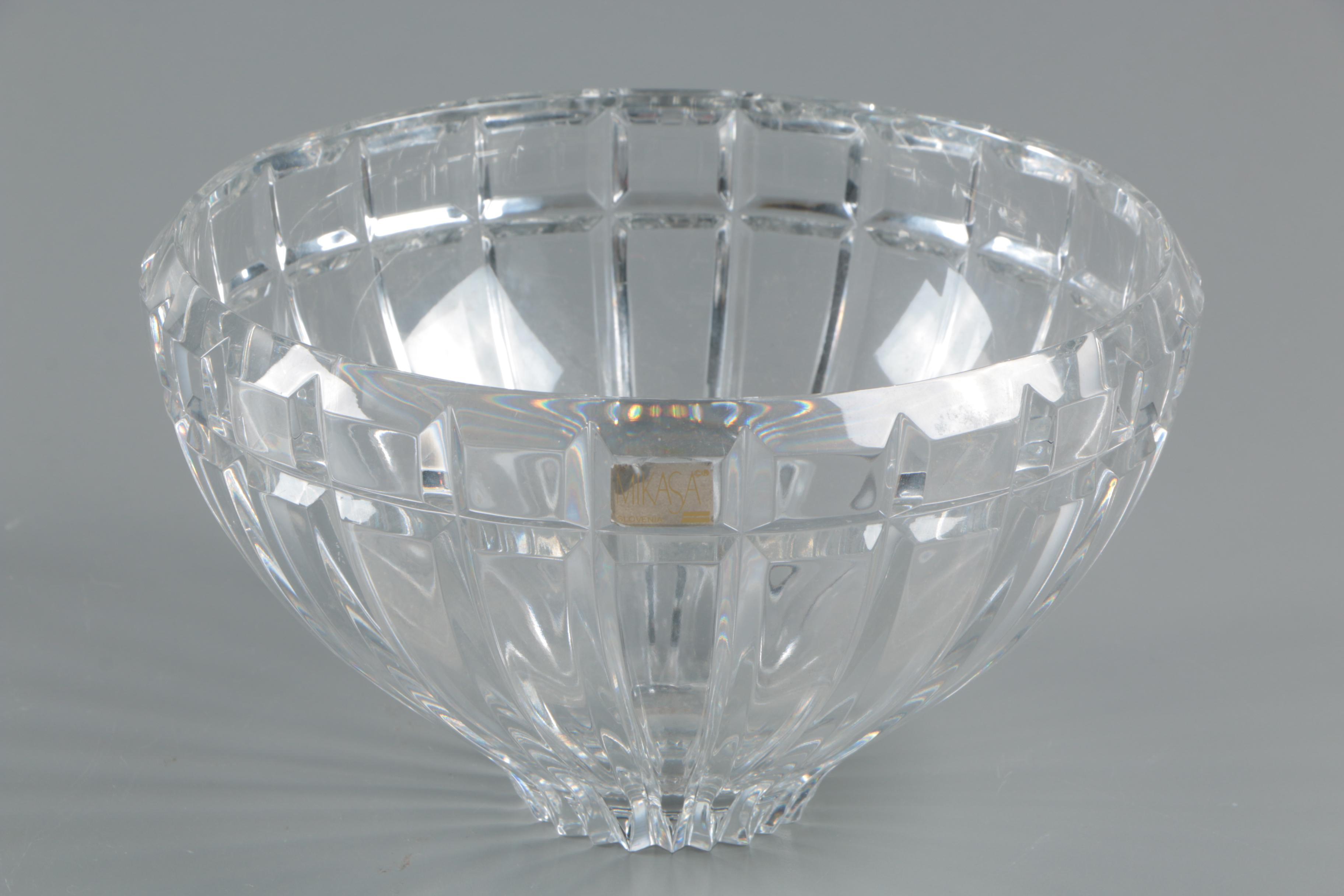 Rogaska "Soho" Crystal Ice Bucket with Mikasa "New Horizon" Crystal Bowl