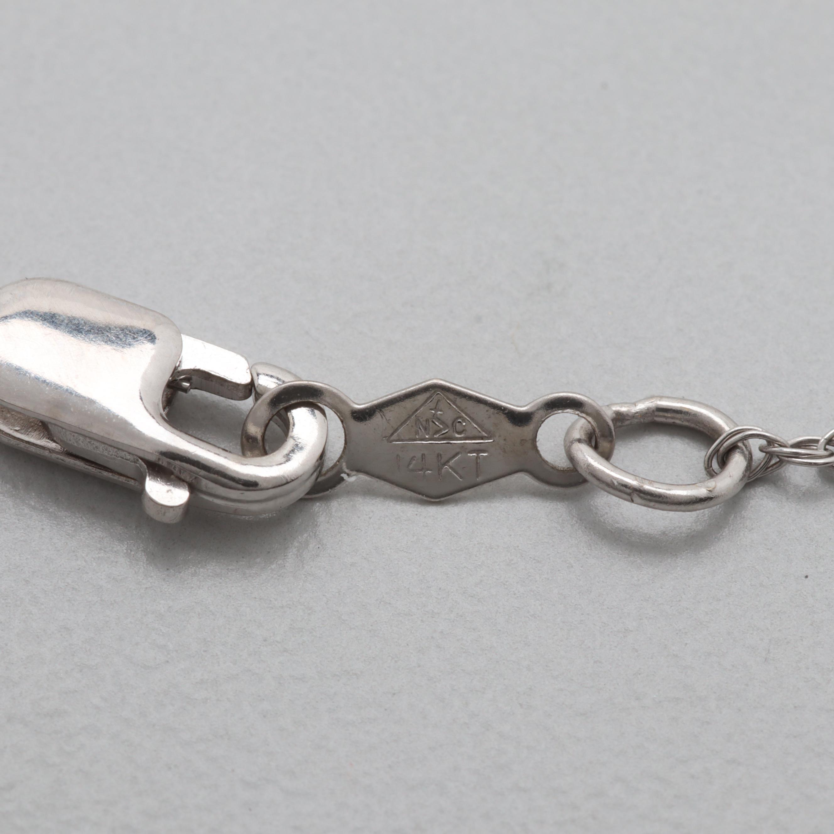 14K Yellow and White Gold Diamond Pendant Necklace with Sterling Silver Accents