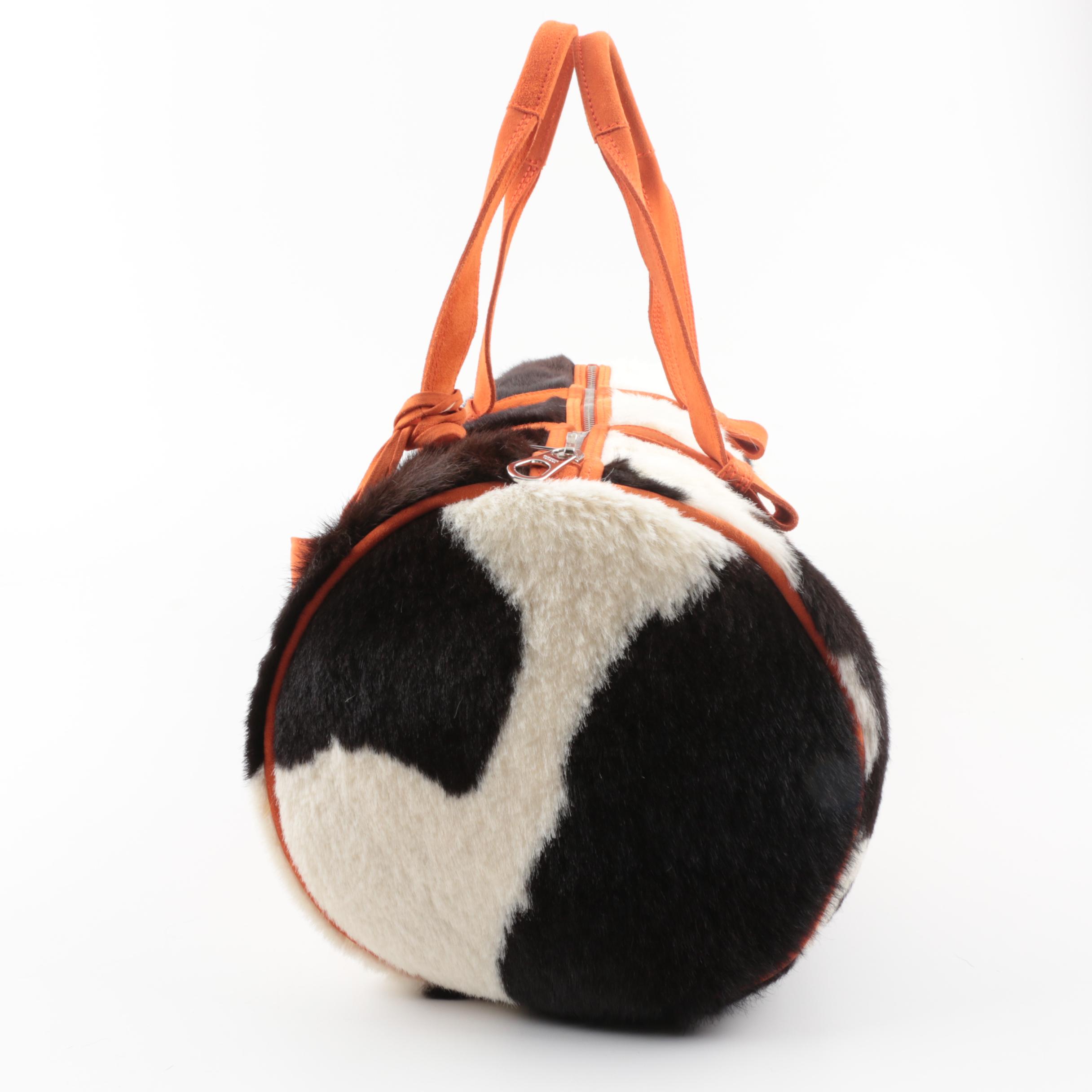 Bottega Veneta Calf Hair and Orange Leather Weekend Duffel Bag