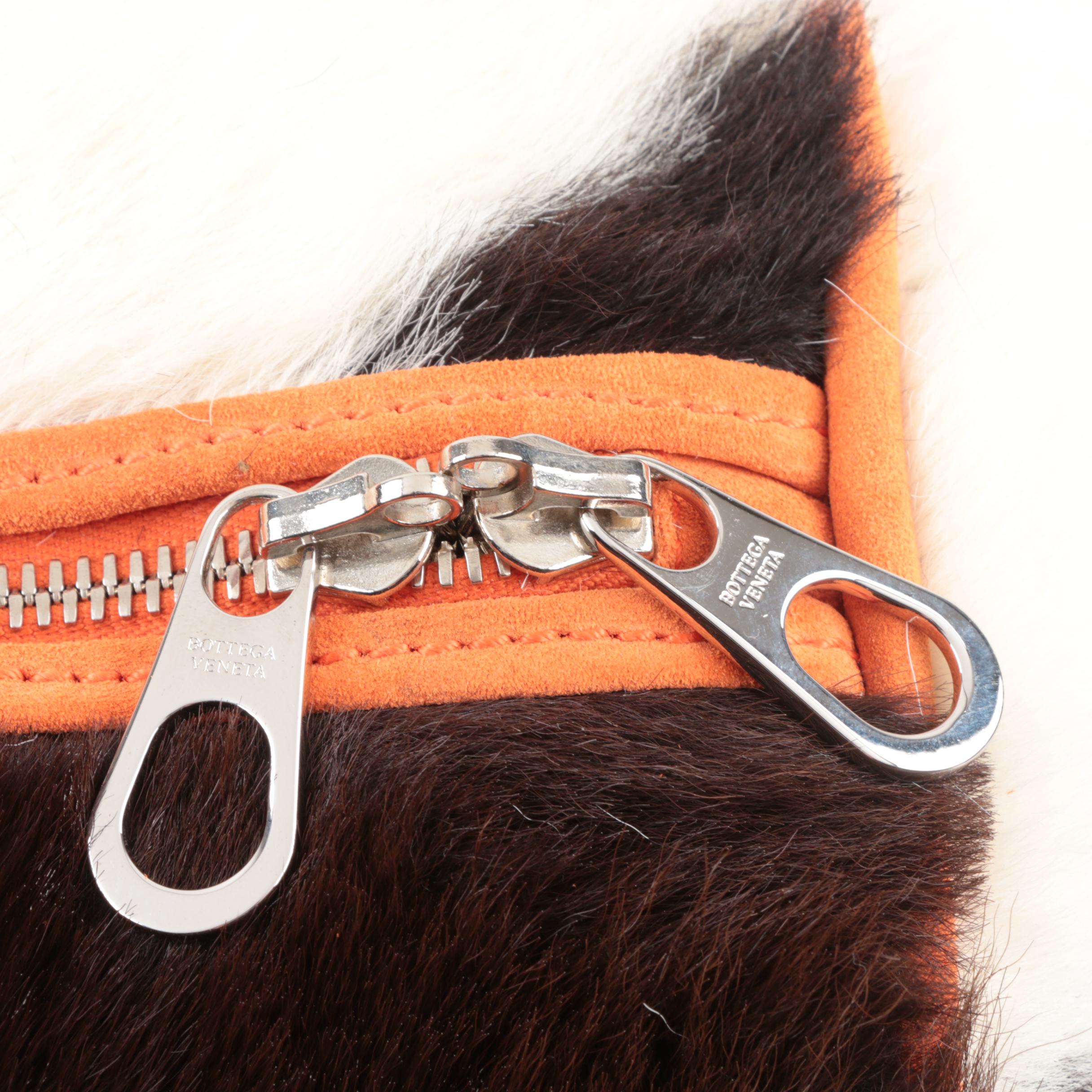 Bottega Veneta Calf Hair and Orange Leather Weekend Duffel Bag