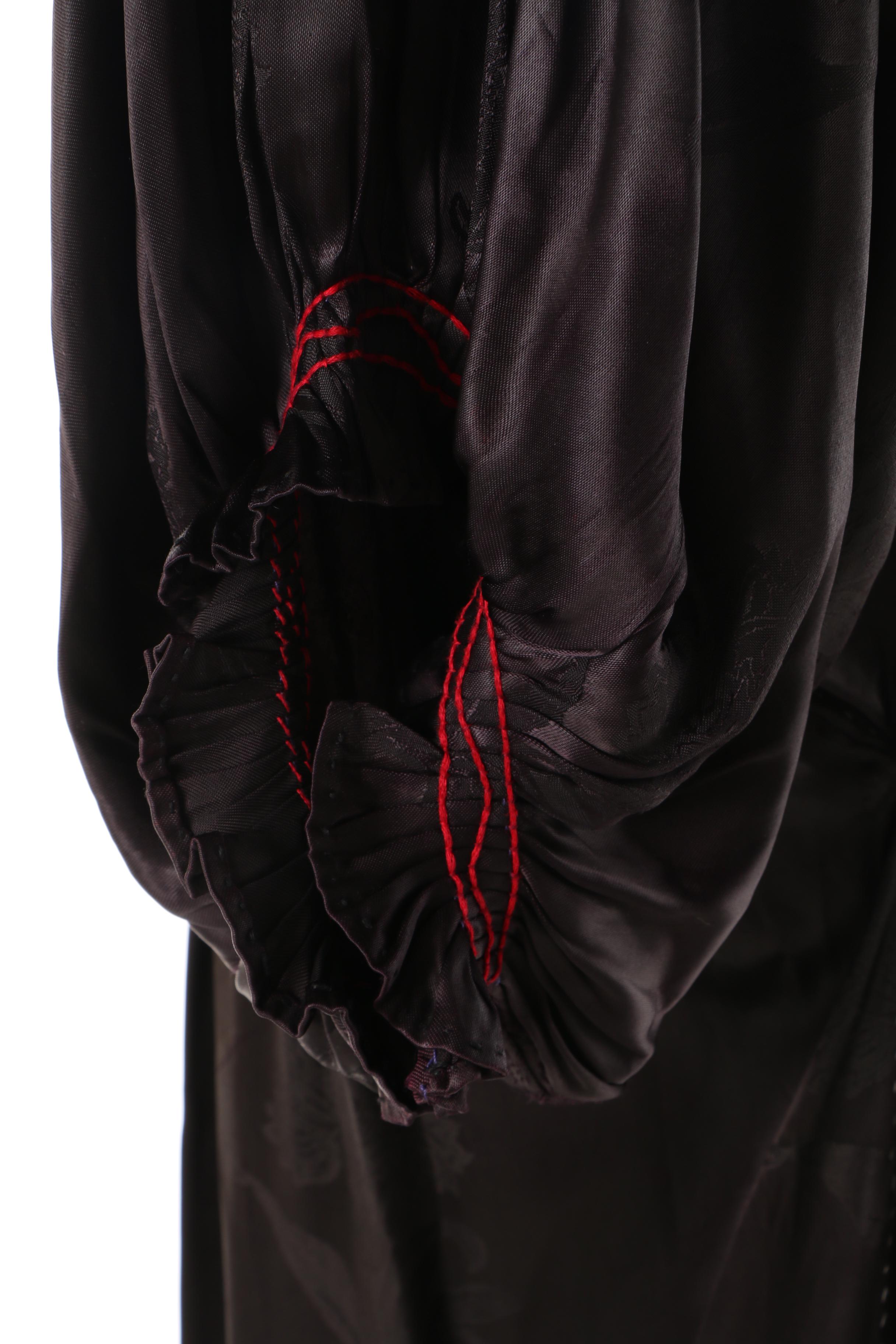 Women's Vintage Ukranian Handmade Black and Red Embroidered Dress