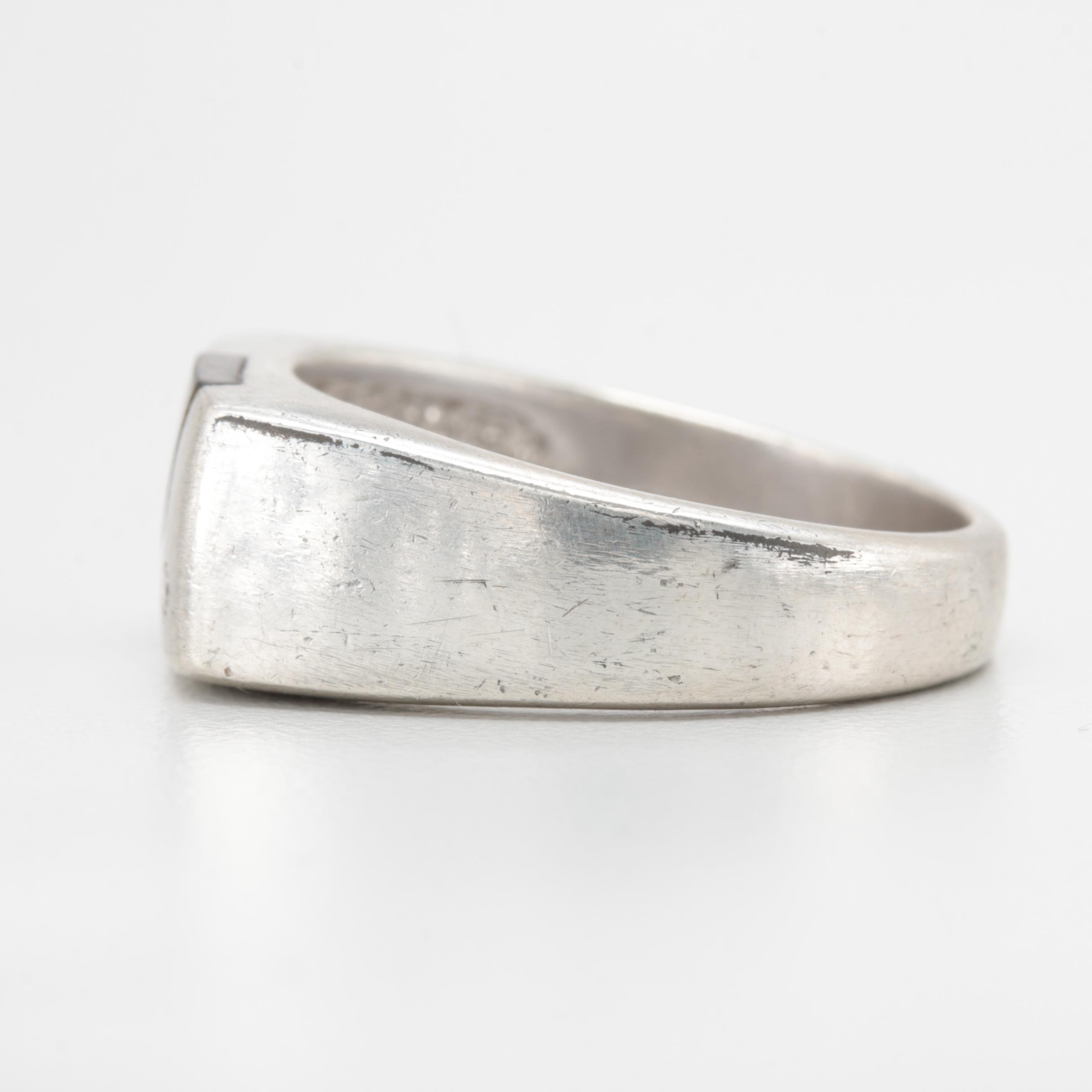 Sterling Silver Black Onyx and Diamond Ring