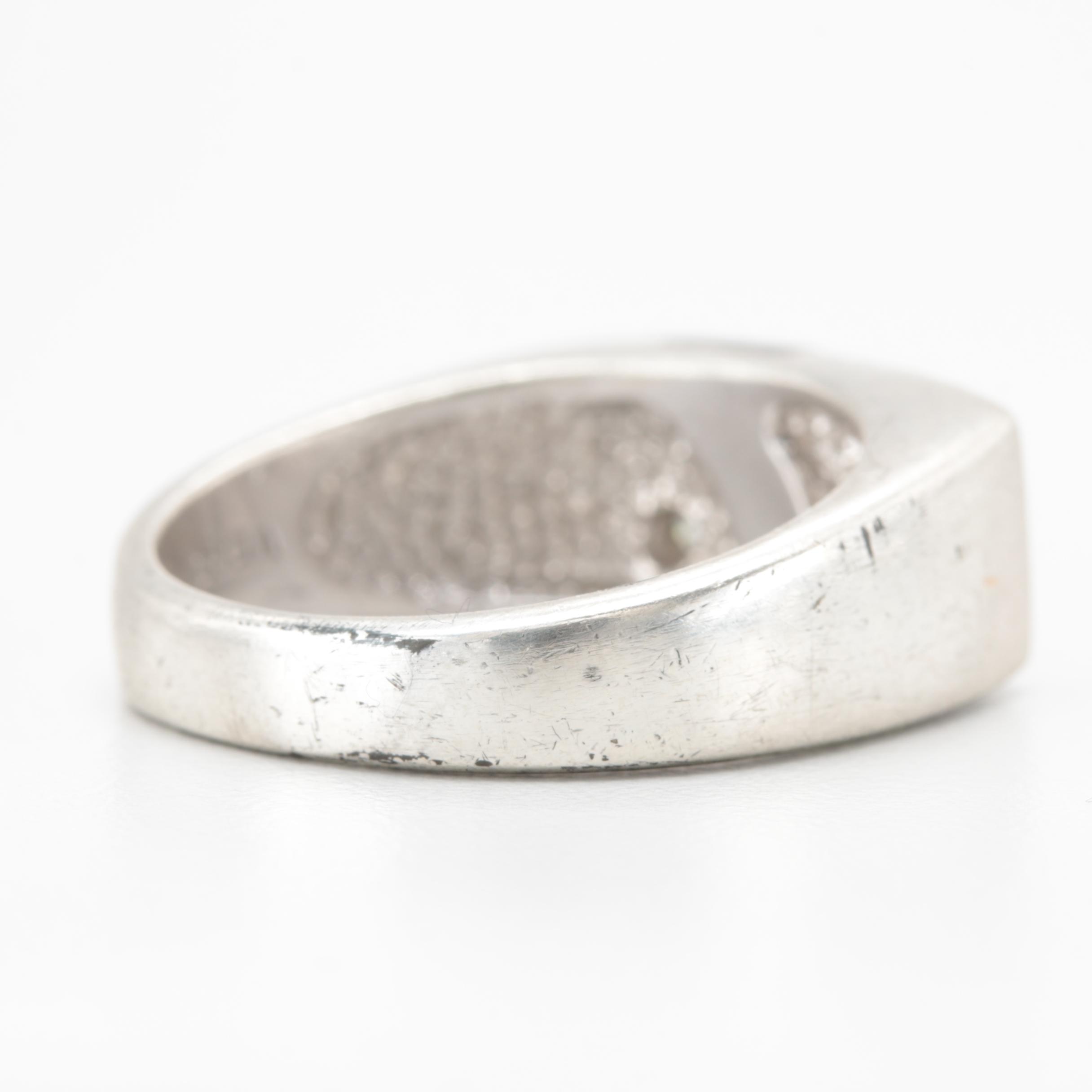 Sterling Silver Black Onyx and Diamond Ring